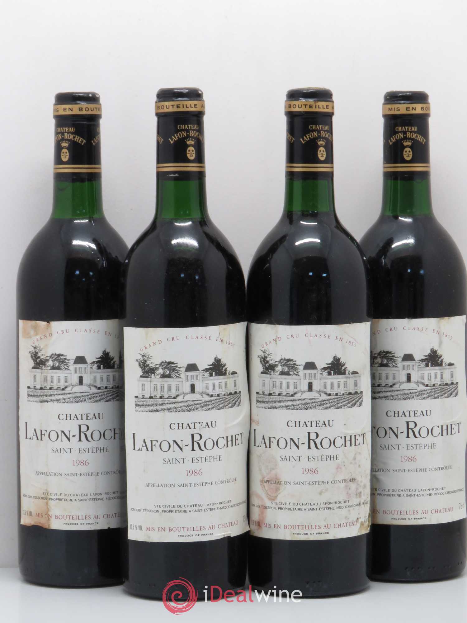 Château Lafon Rochet 4ème Grand Cru Classé 1986 - Lot de 4 bouteilles - 0