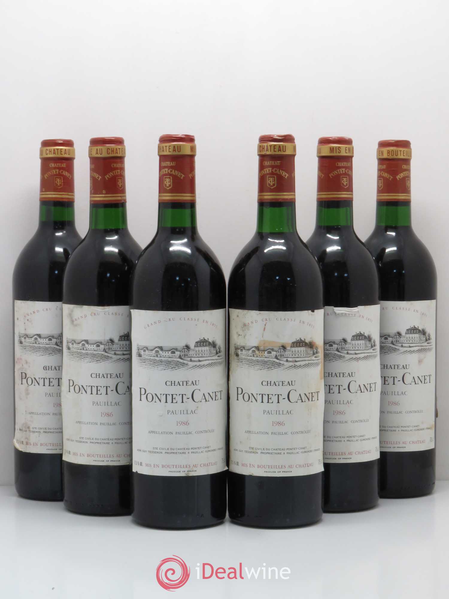 Château Pontet Canet 5ème Grand Cru Classé 1986 - Lot de 6 bouteilles - 0