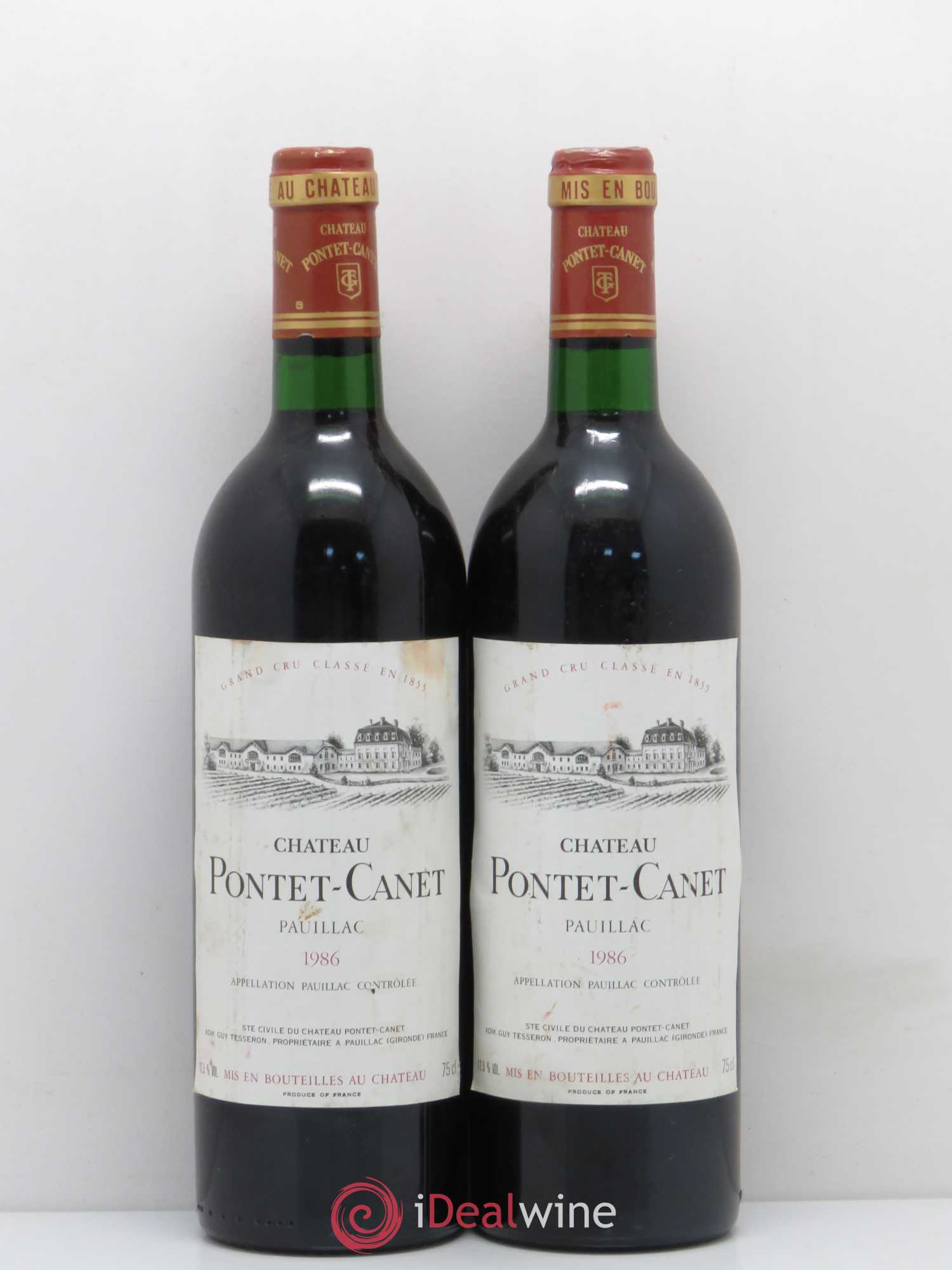 Château Pontet Canet 5ème Grand Cru Classé 1986 - Lot de 2 bouteilles - 0