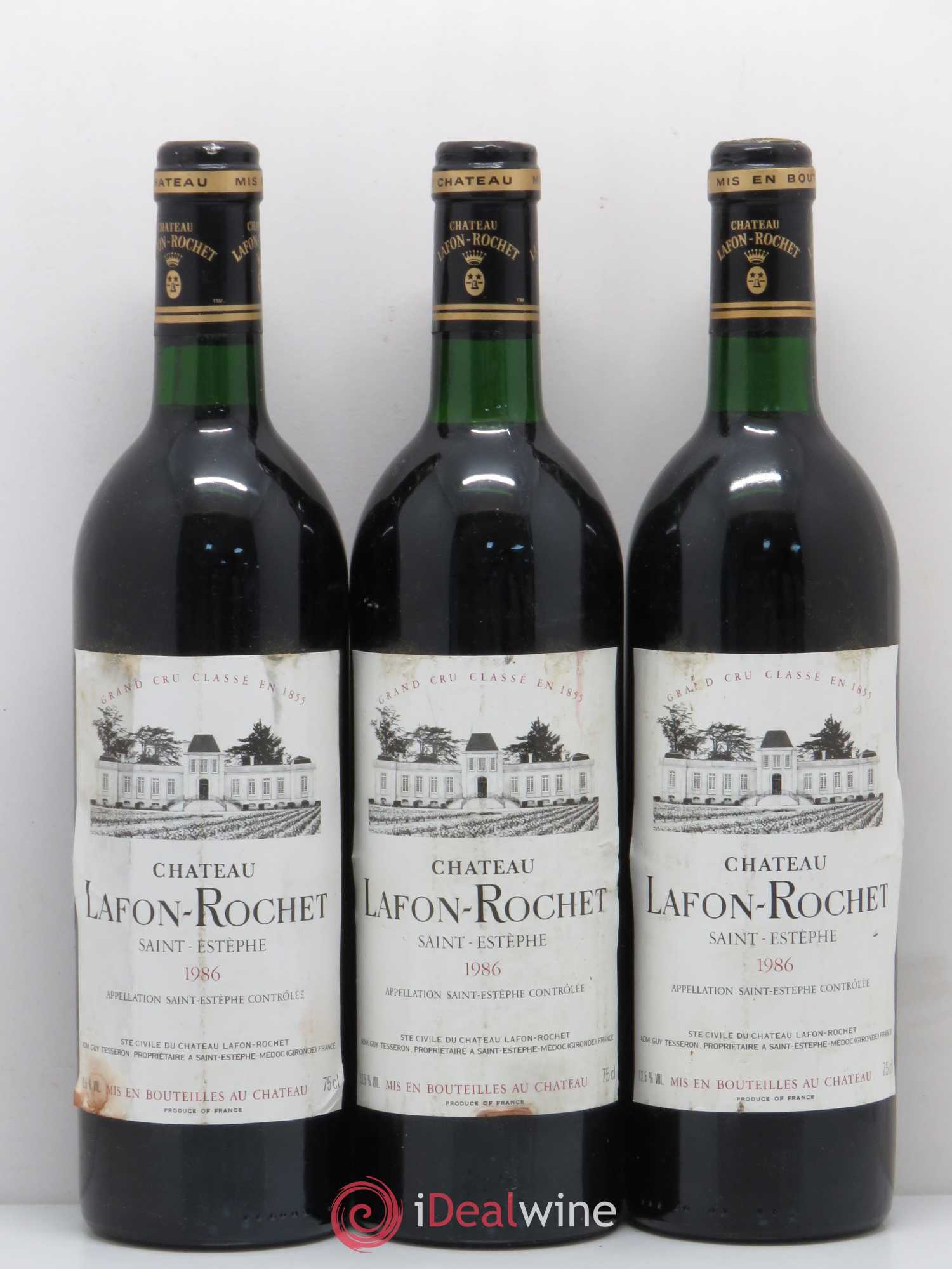 Château Lafon Rochet 4ème Grand Cru Classé 1986 - Lot de 3 bouteilles - 0