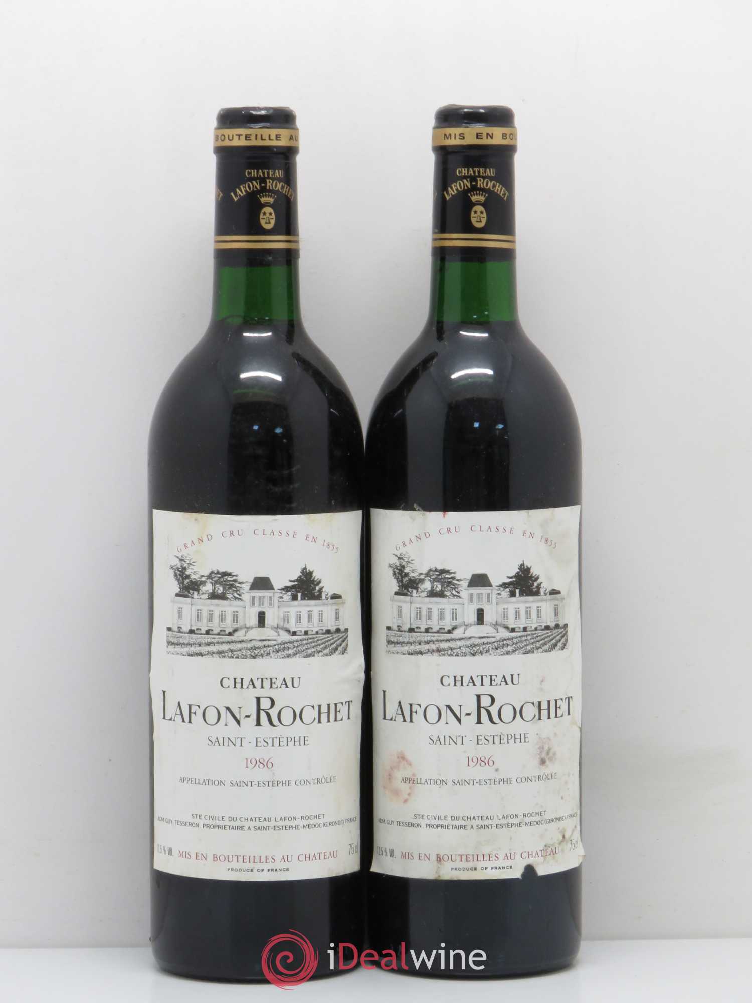 Château Lafon Rochet 4ème Grand Cru Classé 1986 - Lot de 2 bouteilles - 0