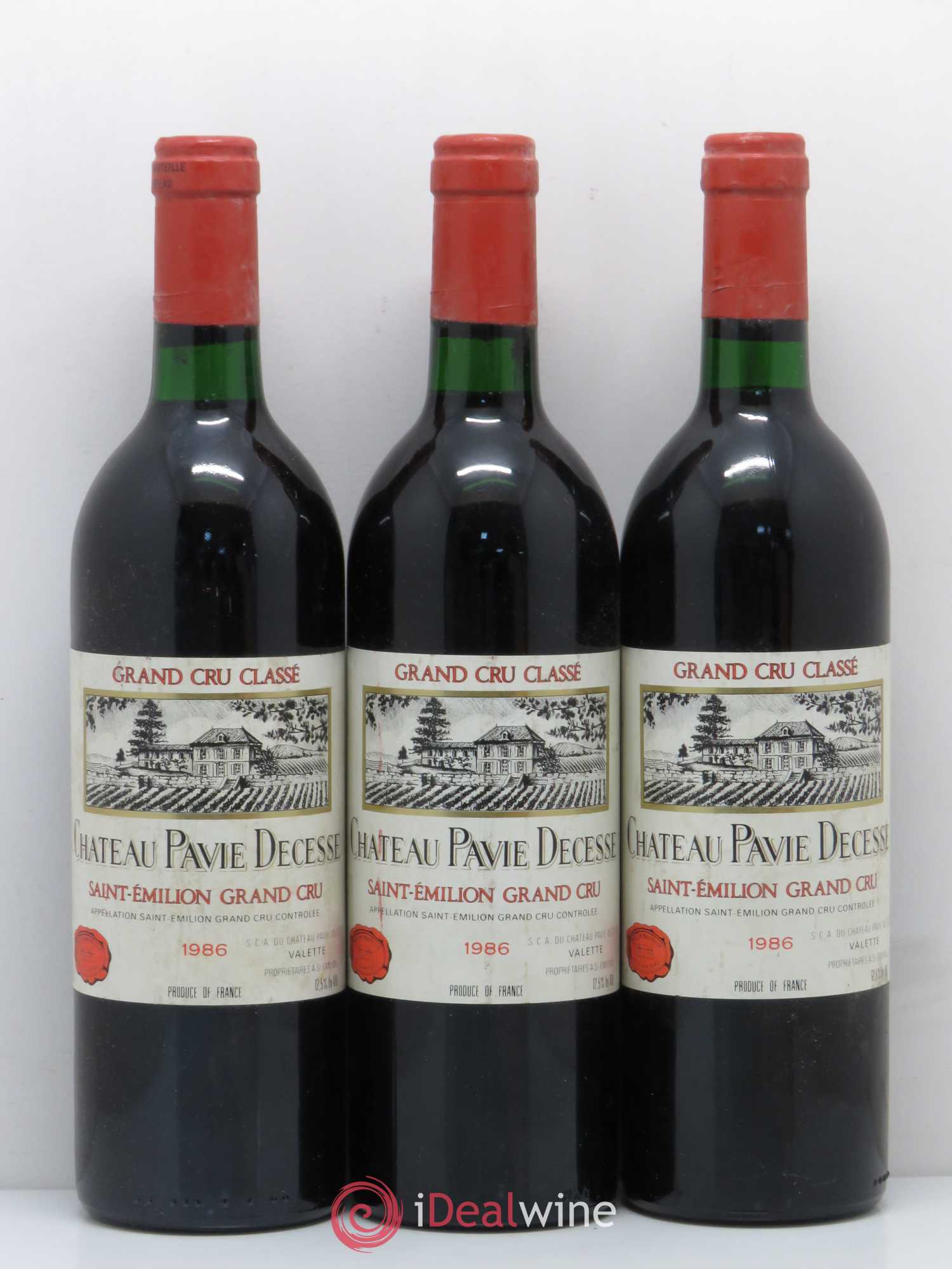 Château Pavie Decesse Grand Cru Classé 1986 - Lot de 3 bouteilles - 0
