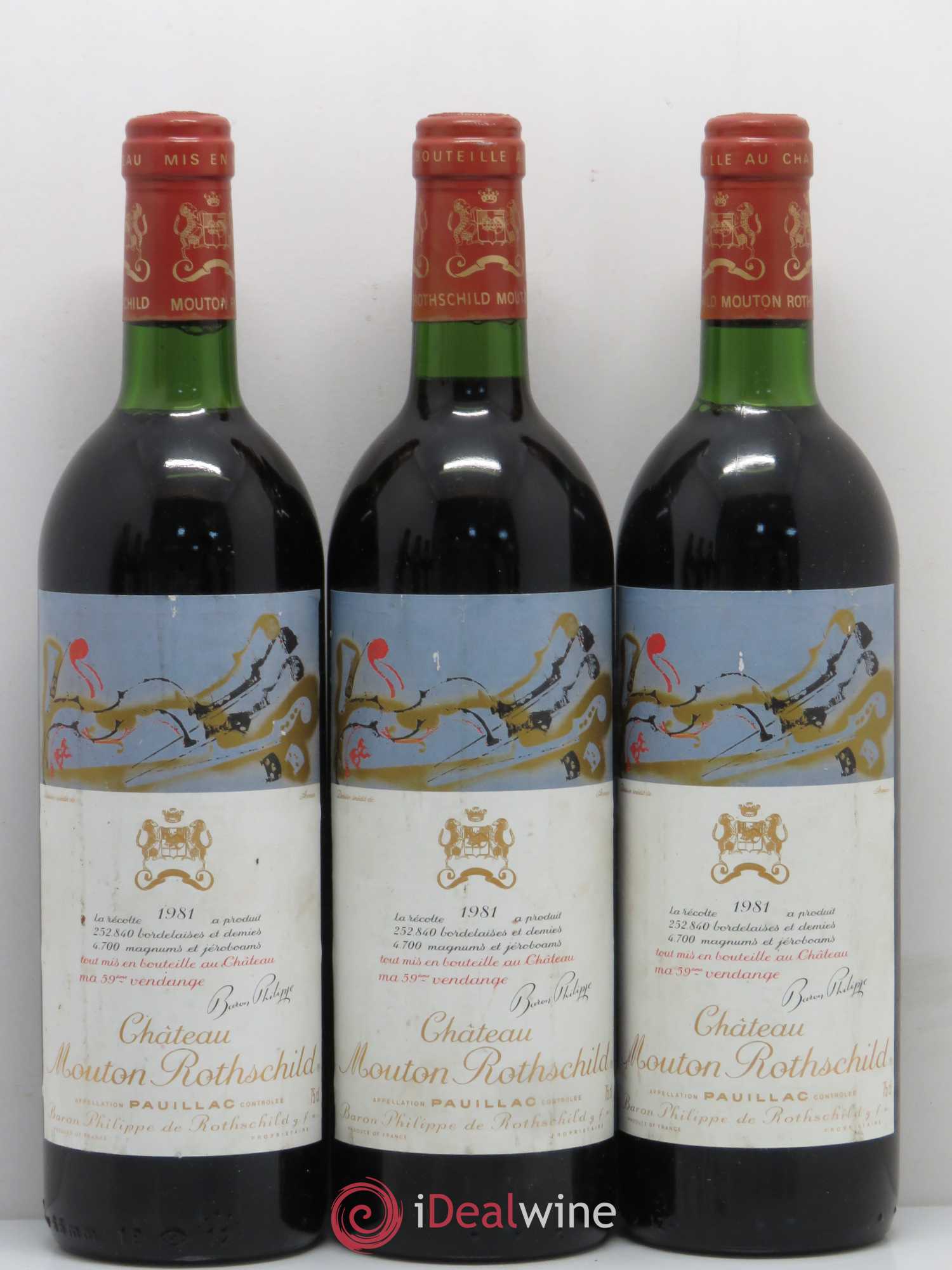 Château Mouton Rothschild 1er Grand Cru Classé 1981 - Lot de 6 bouteilles - 1