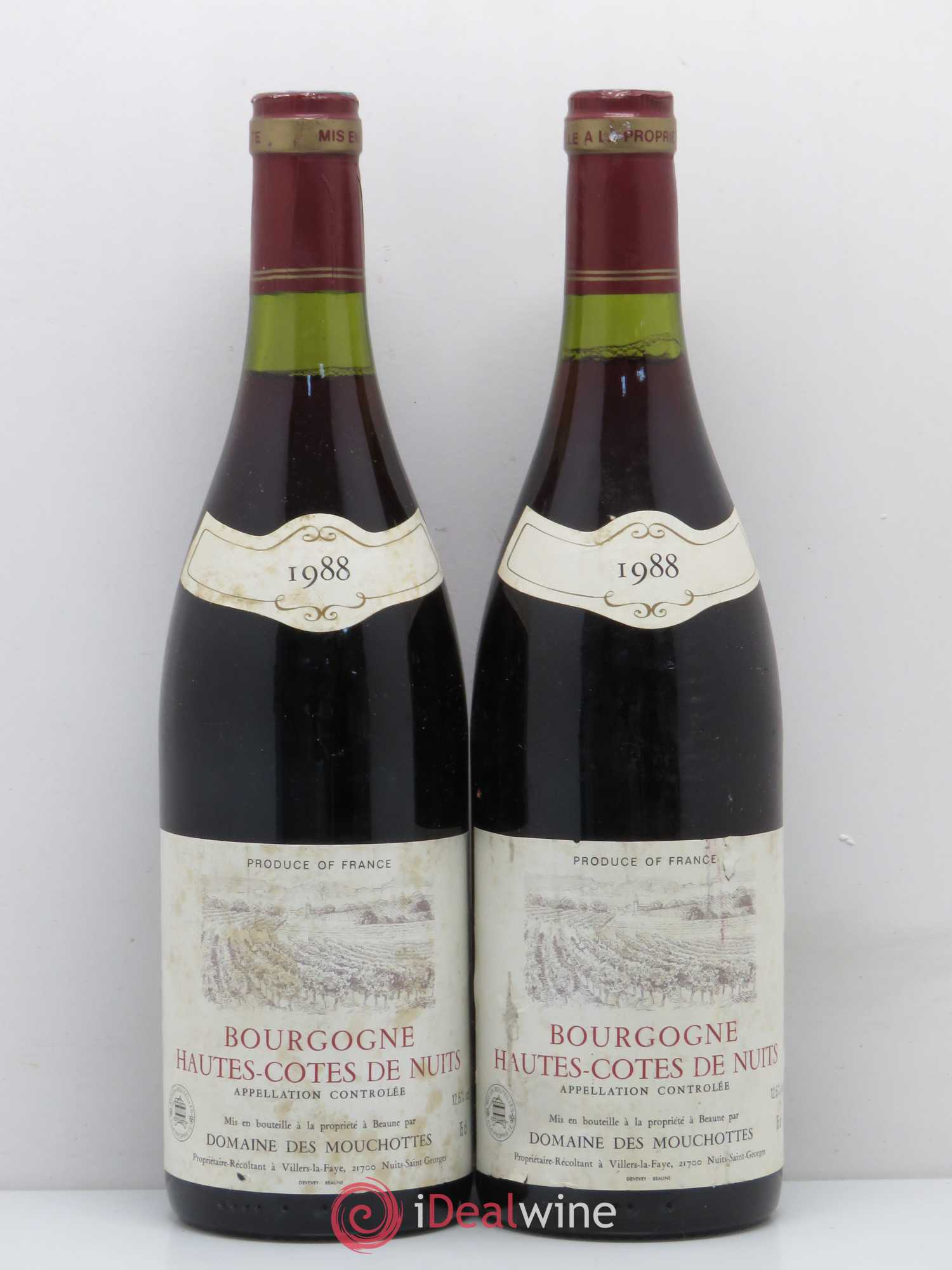Hautes-Côtes de Nuits Domaine des Mouchottes 1988 - Posten von 2 Flaschen - 0