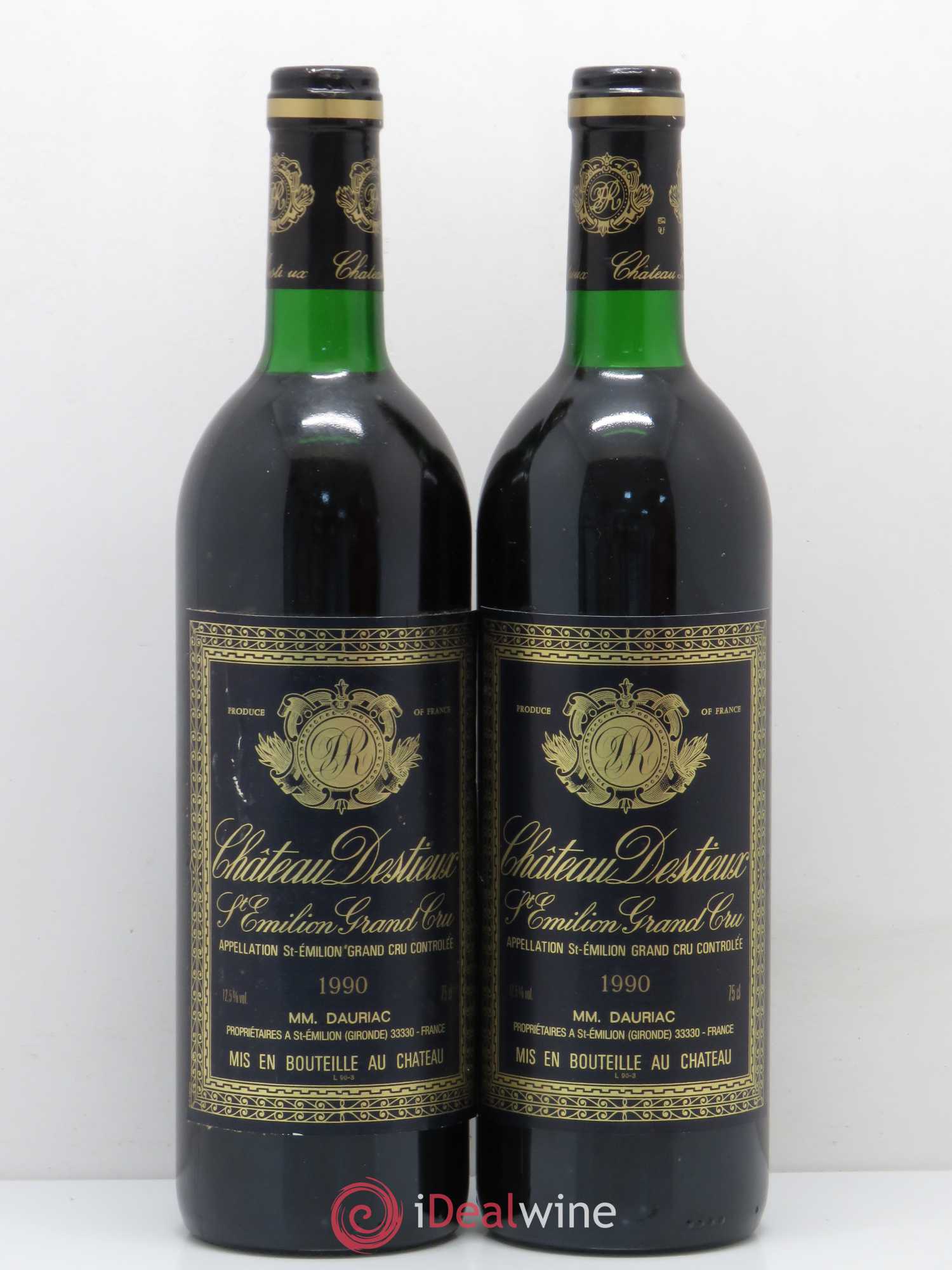 Château Destieux Grand Cru Classé 1990 - Lot de 2 bouteilles - 0