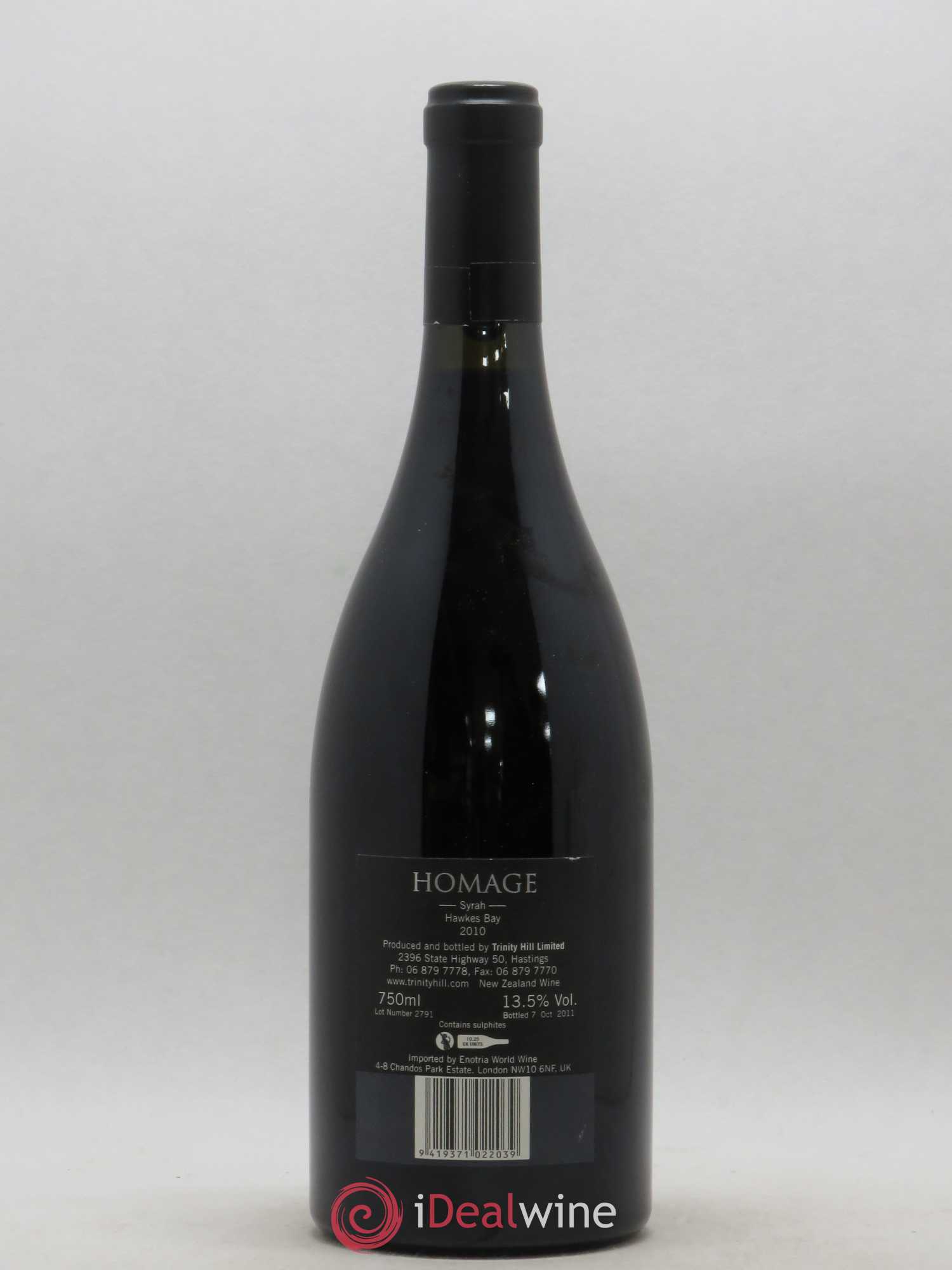 Nouvelle Zélande Hawkes bay Syrah Homage Trinity Hill 2010 - Posten von 1 Flasche - 1