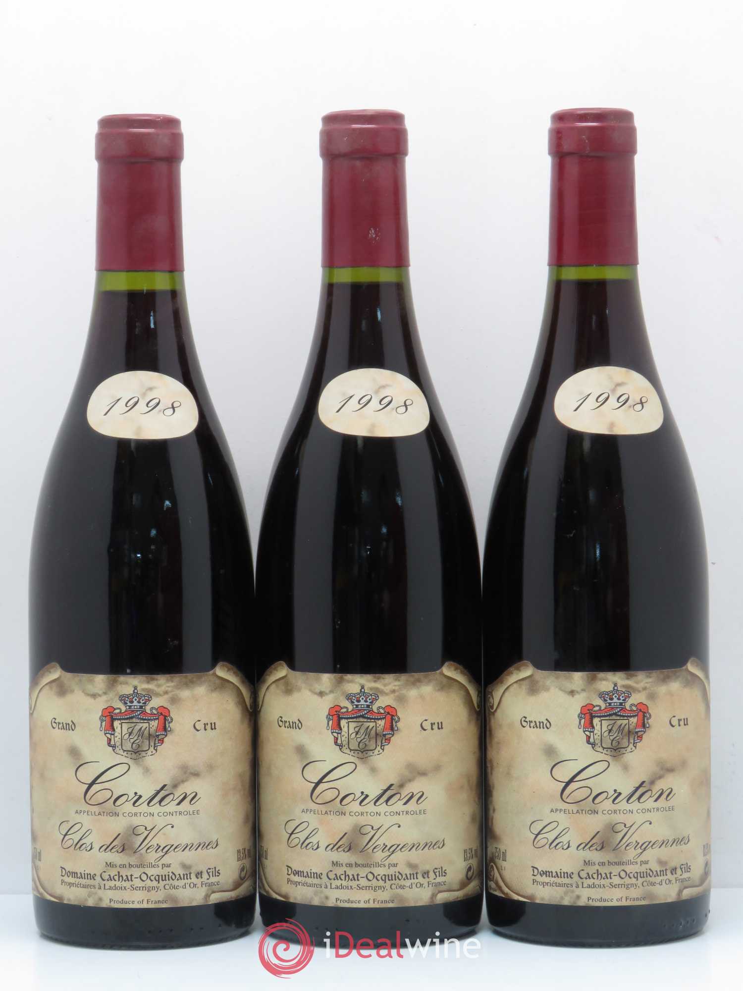 Corton Grand Cru Clos des Vergennes Domaine Cachat Ocquidant et Fils 1998 - Posten von 3 Flaschen - 0