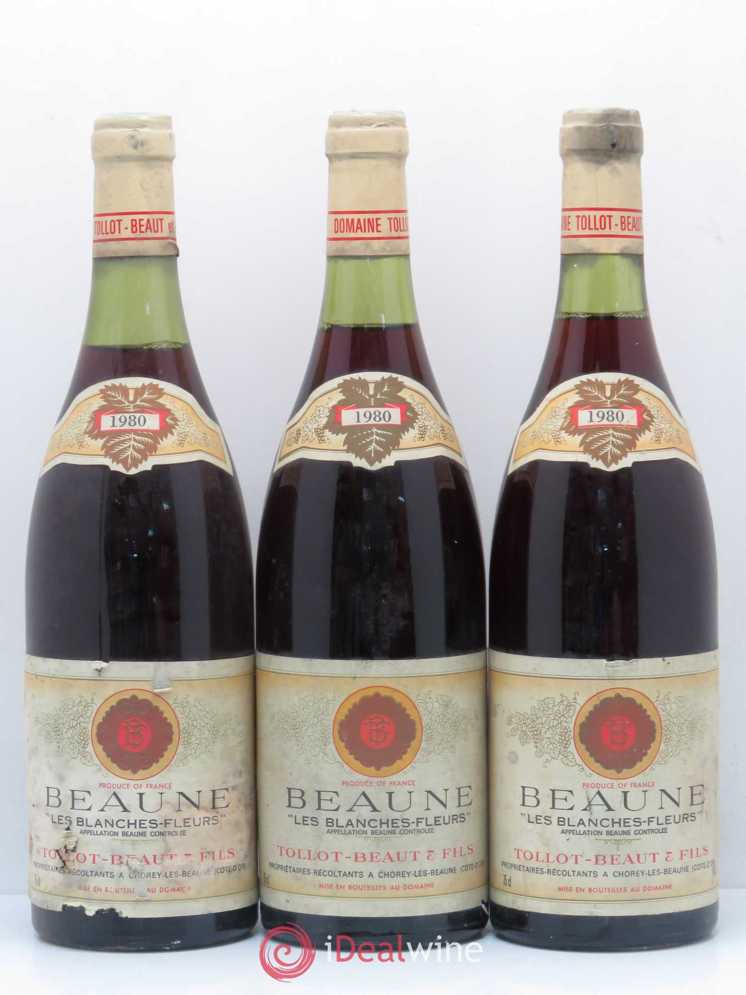 Beaune Les Blanches Fleurs Tollot Beaut et Fils 1980 - Posten von 3 Flaschen - 0