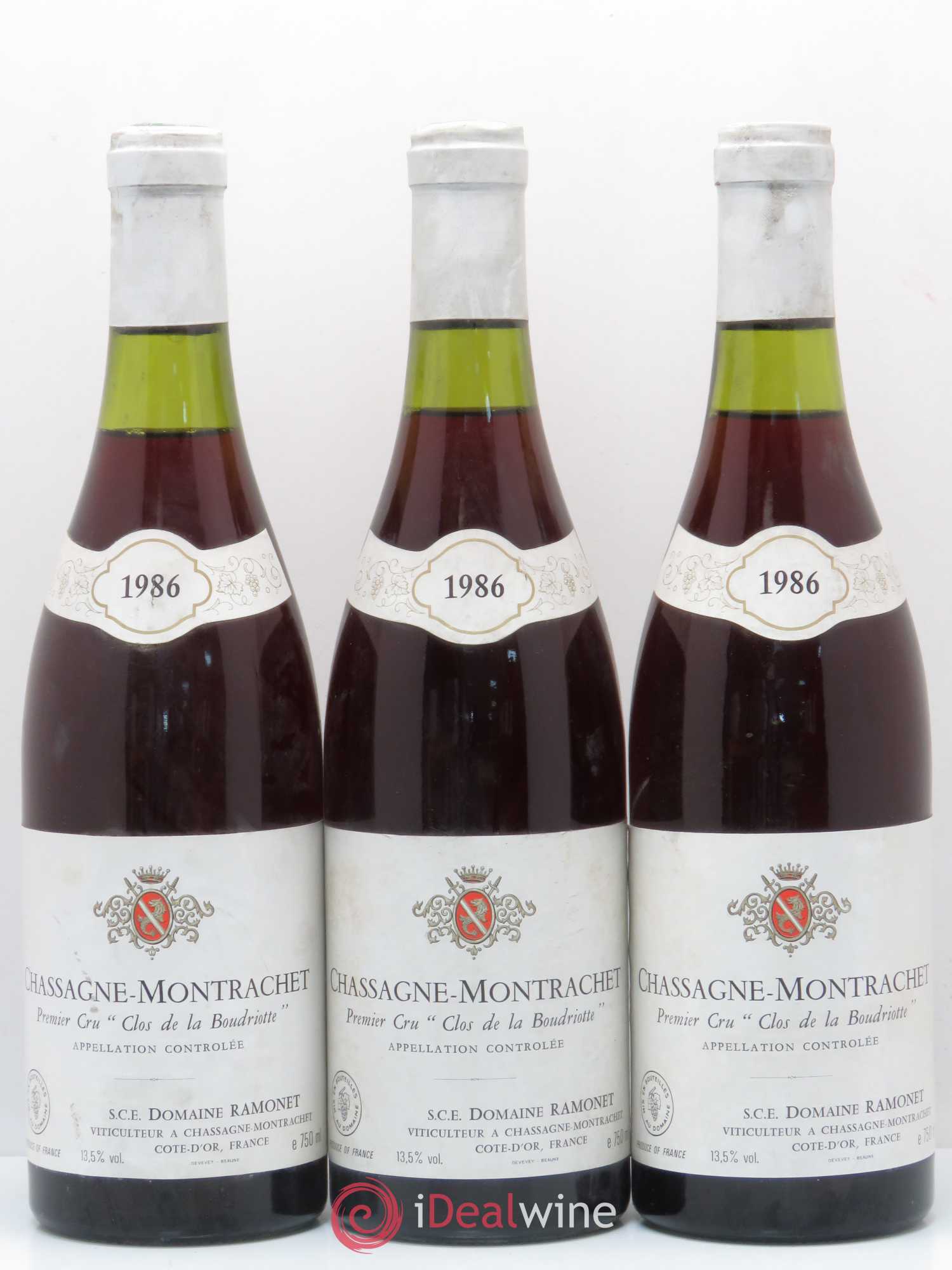 Chassagne-Montrachet 1er Cru Clos de la Boudriotte Ramonet (Domaine) 1986 - Lot de 3 bouteilles - 0