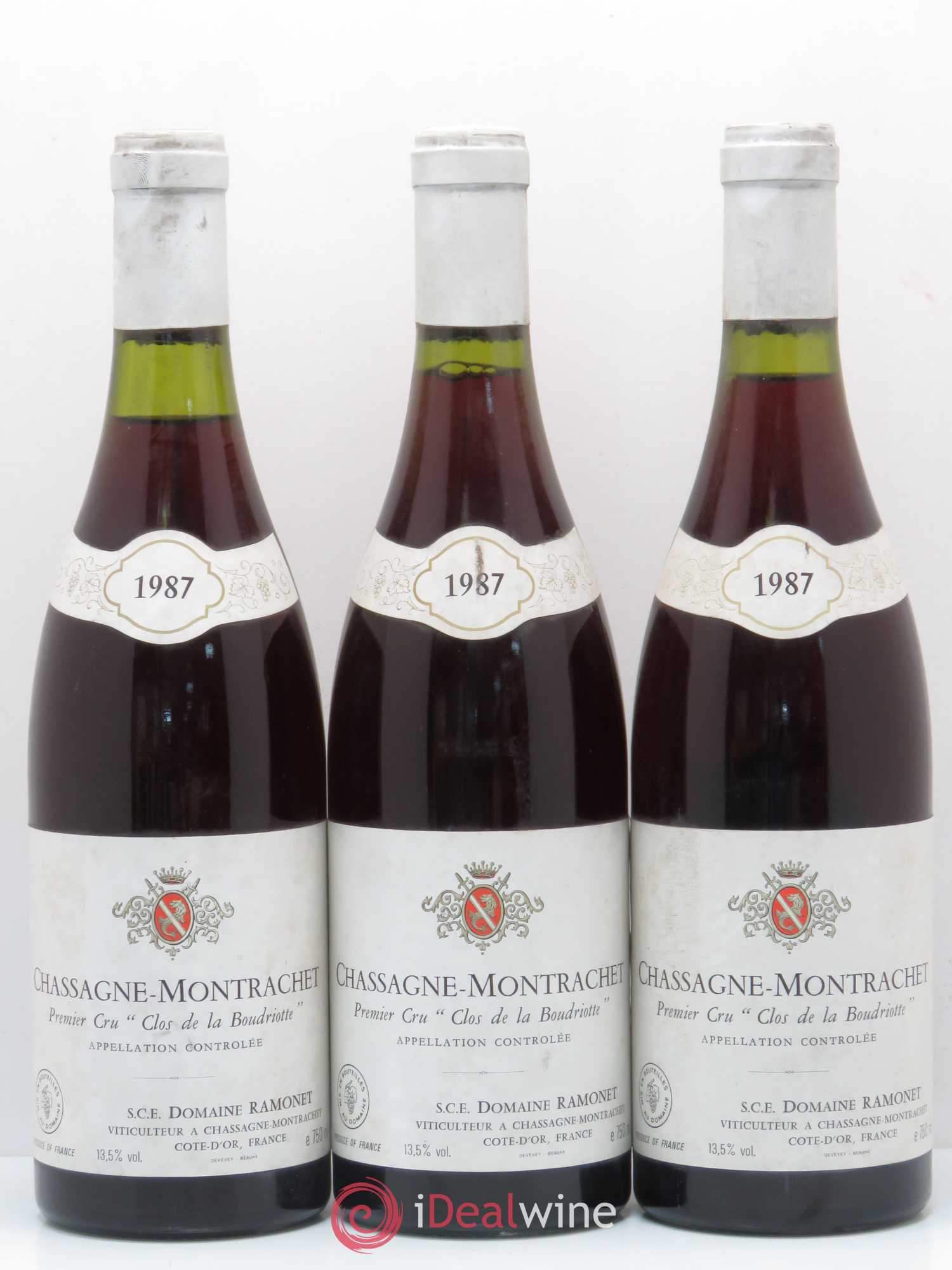 Chassagne-Montrachet 1er Cru Clos de la Boudriotte Ramonet (Domaine) 1987 - Lot de 3 bouteilles - 0