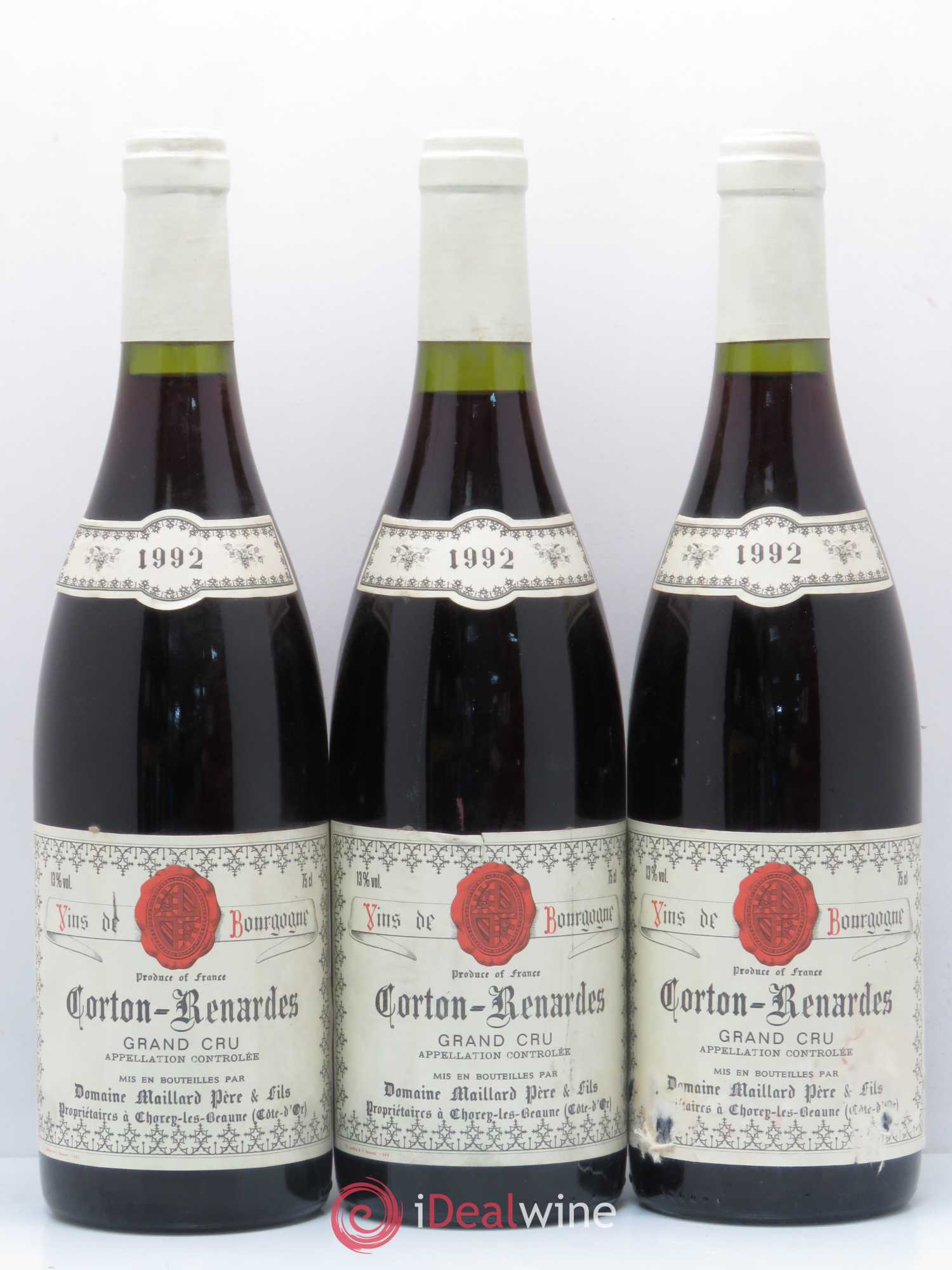 Corton Grand Cru Les Renardes Maillard et Fils (Domaine) 1992 - Lot de 3 bouteilles - 0