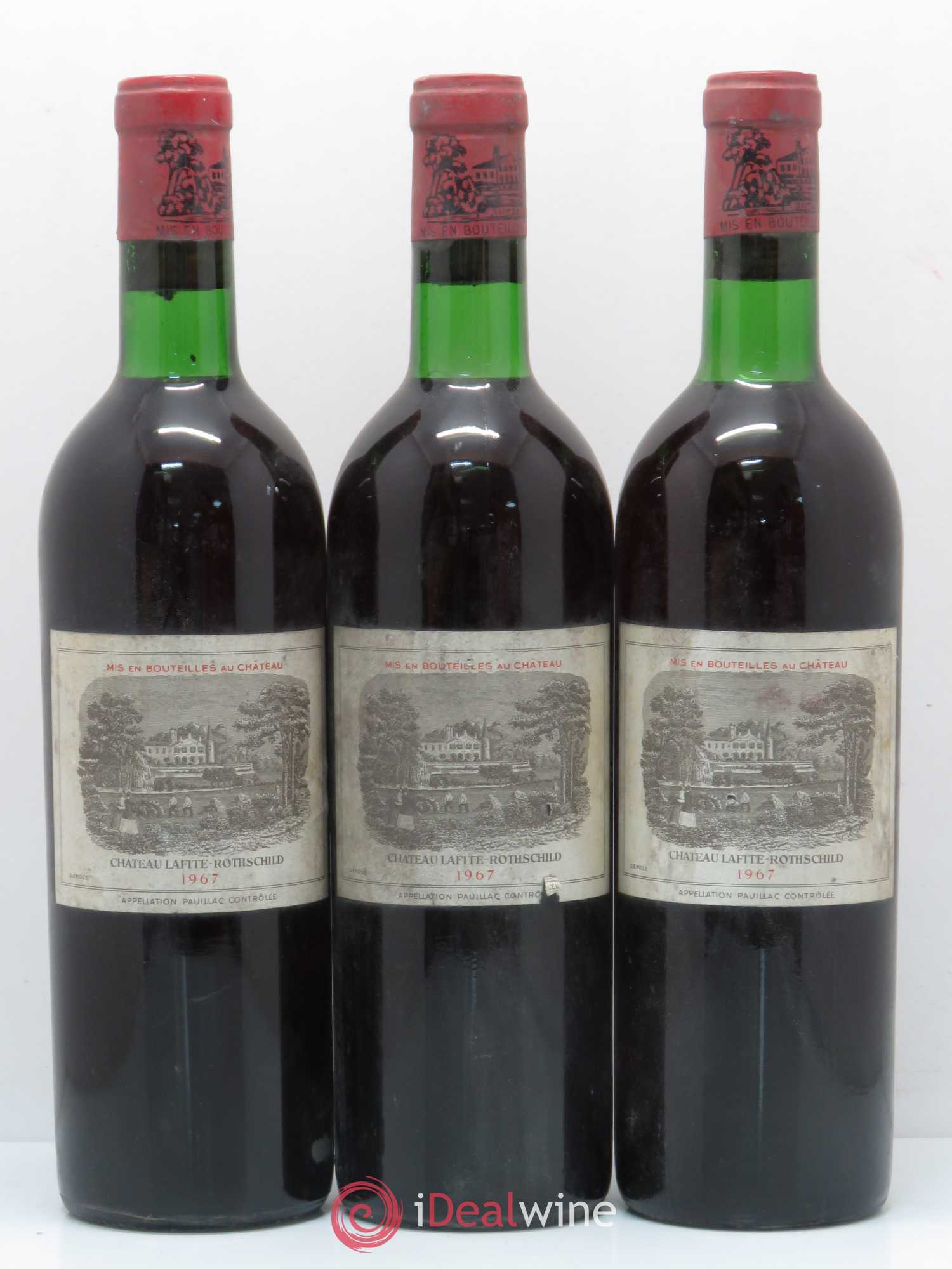 Château Lafite Rothschild 1er Grand Cru Classé 1967 - Lot de 3 bouteilles - 0