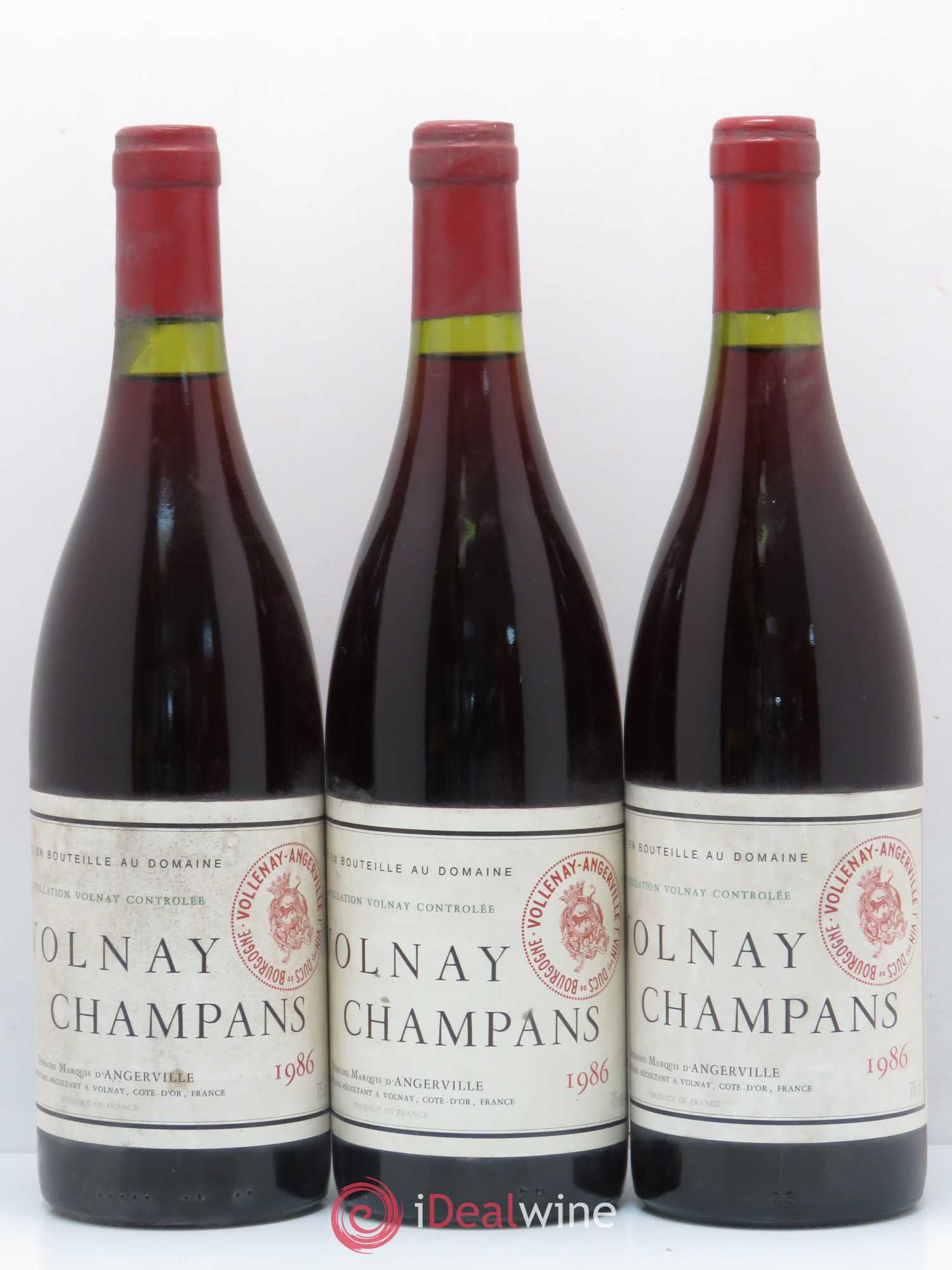 Volnay 1er Cru Champans Marquis d'Angerville (Domaine) 1986 - Lot de 3 bouteilles - 0