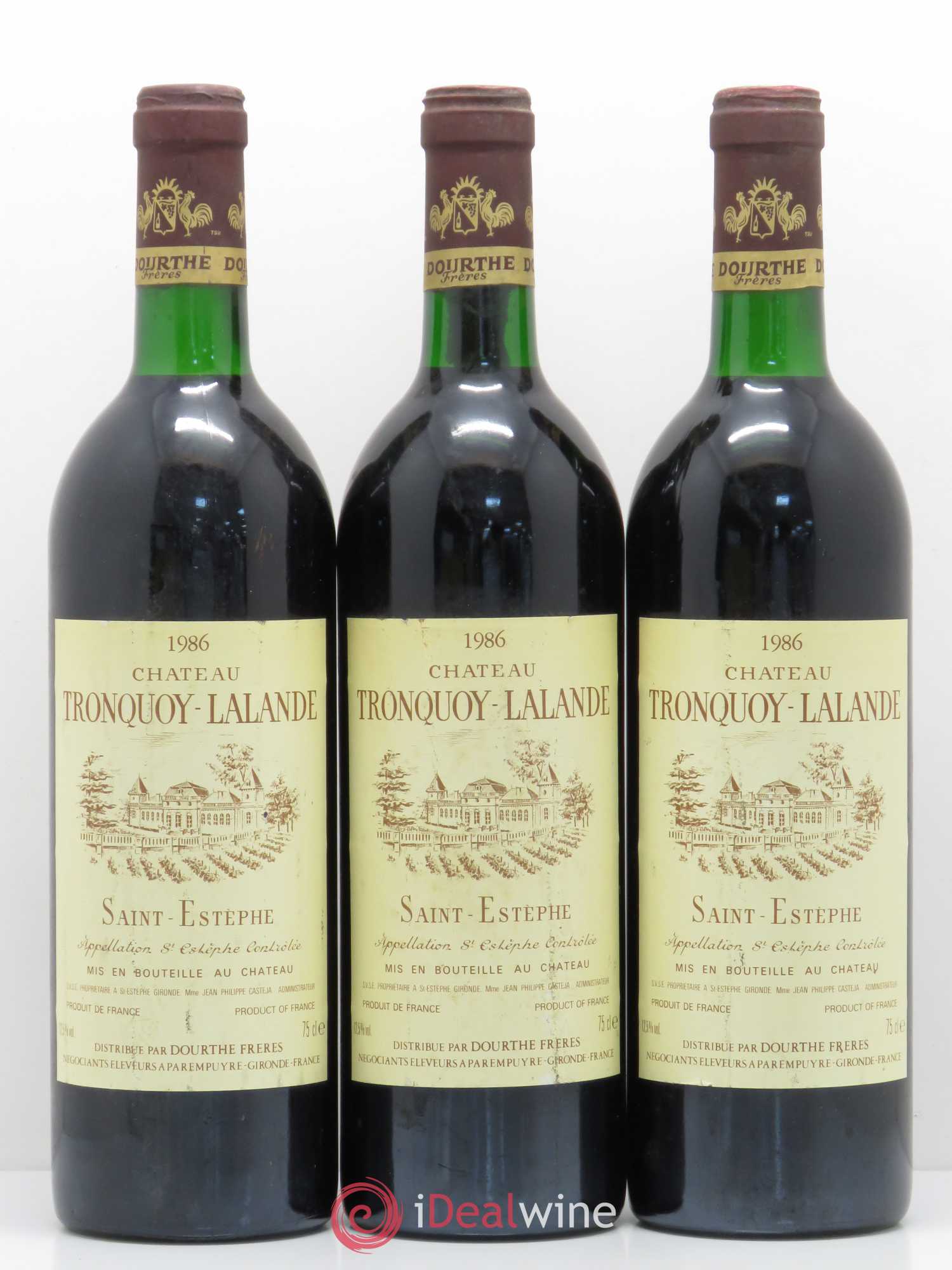 Château Tronquoy Lalande 1986 - Lot de 3 bouteilles - 0