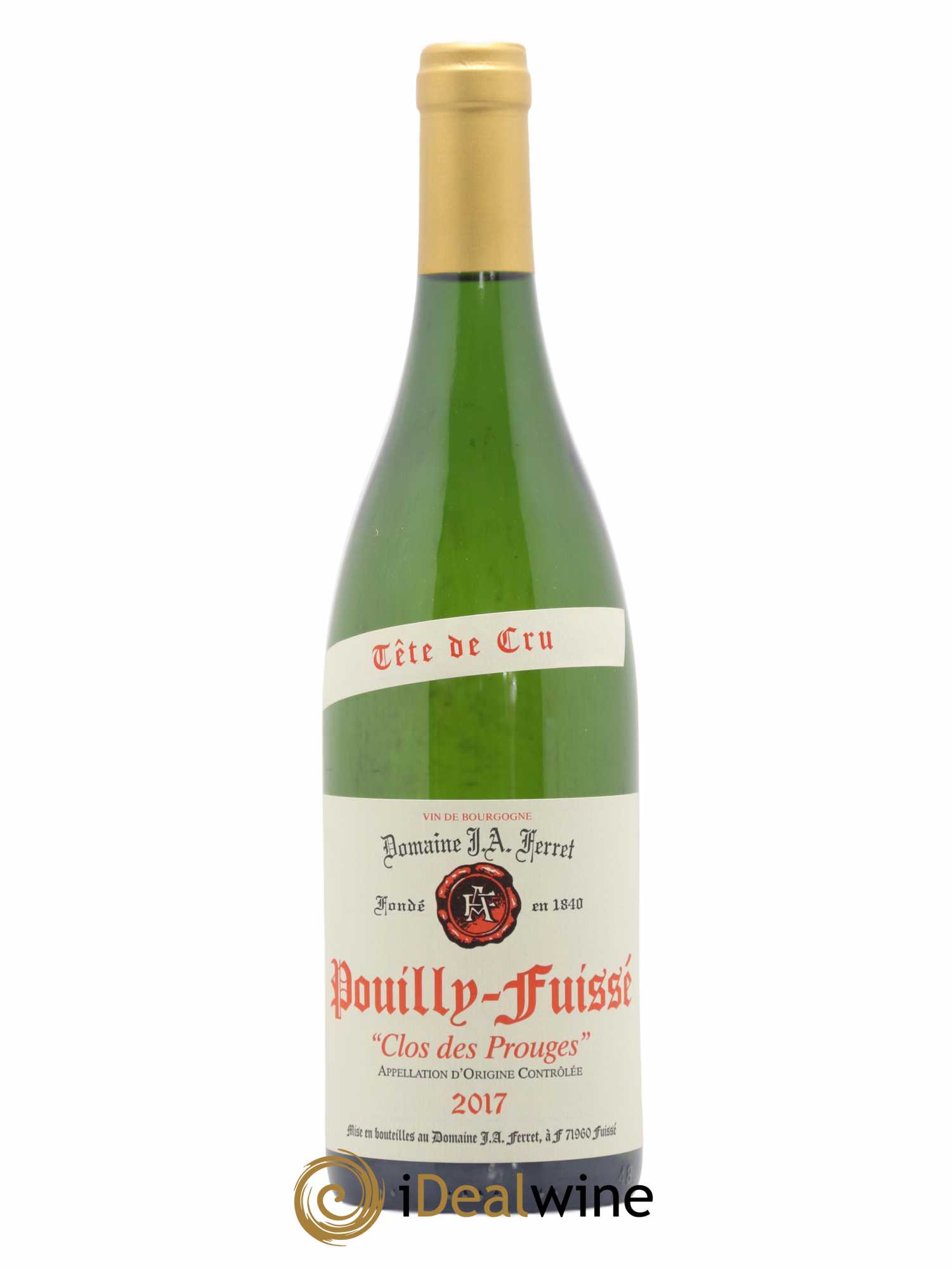 Pouilly-Fuissé Tête de Cru Clos des Prouges J.A. Ferret (Domaine) 2017 - Lot de 1 bouteille - 0