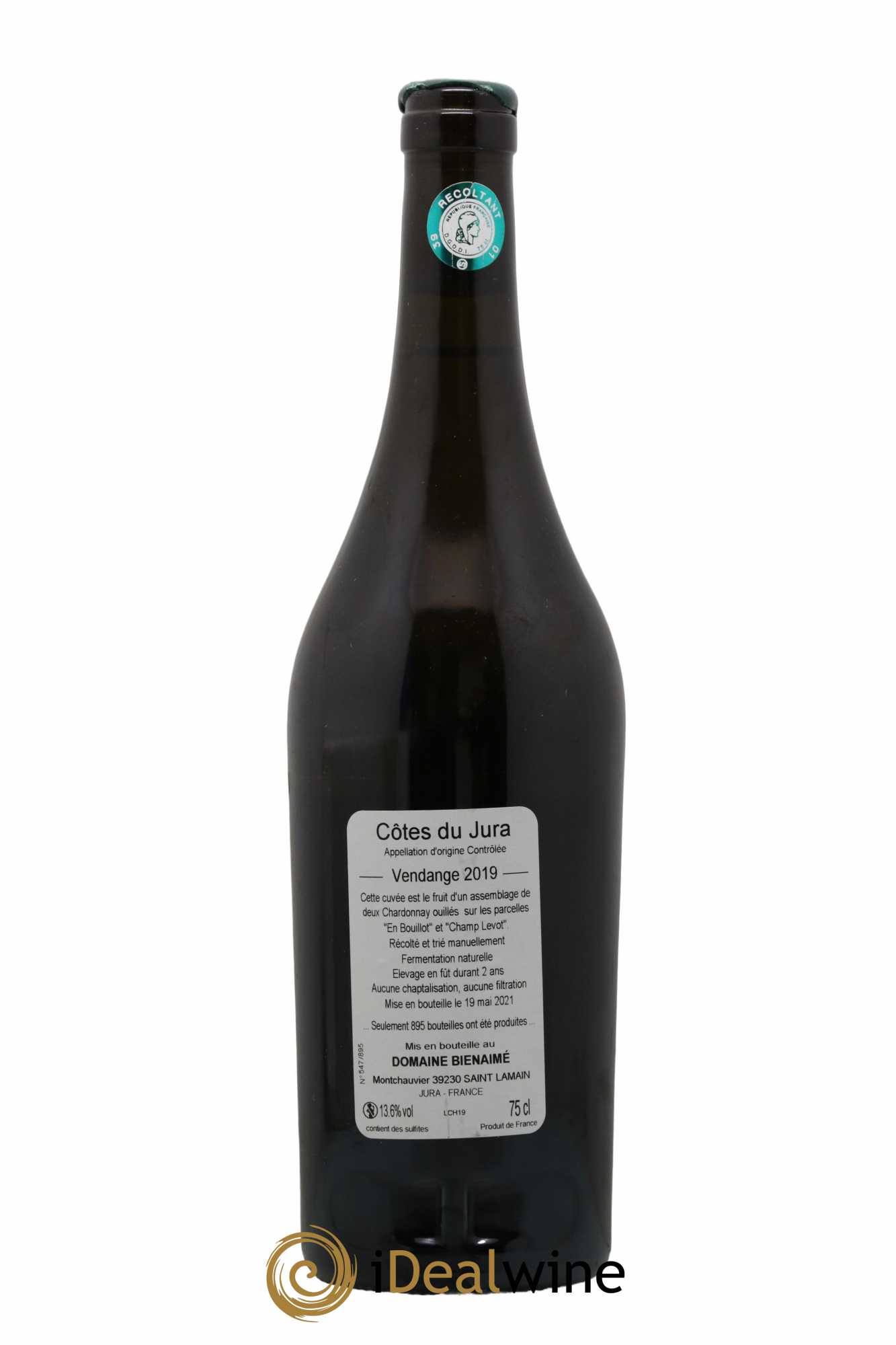 Côtes du Jura Chardonnay Bruno Bienaimé 2019 - Lot de 1 bouteille - 1