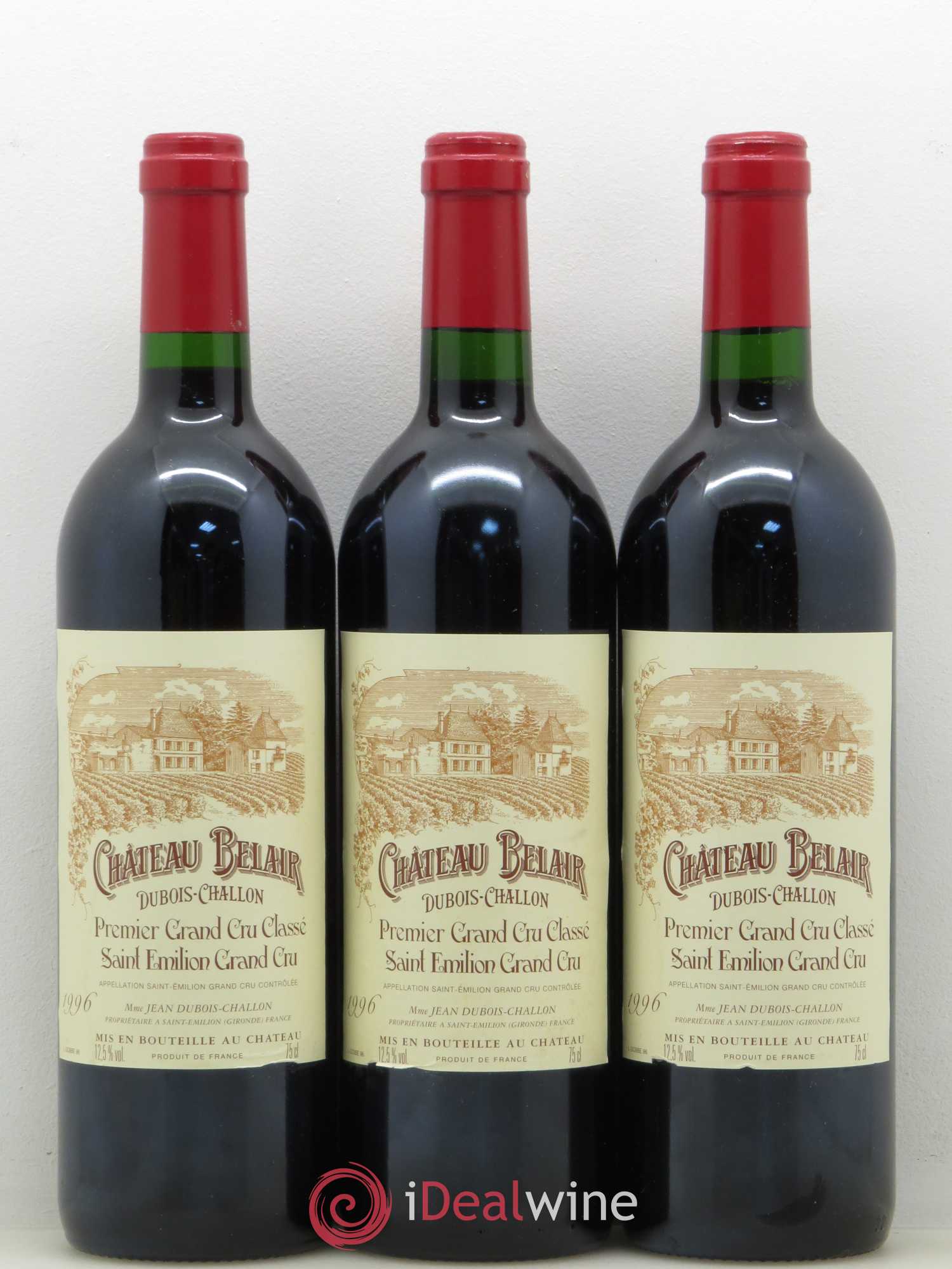 Château Belair (Belair-Monange) 1er Grand Cru Classé B 1996 - Lot de 3 bouteilles - 0