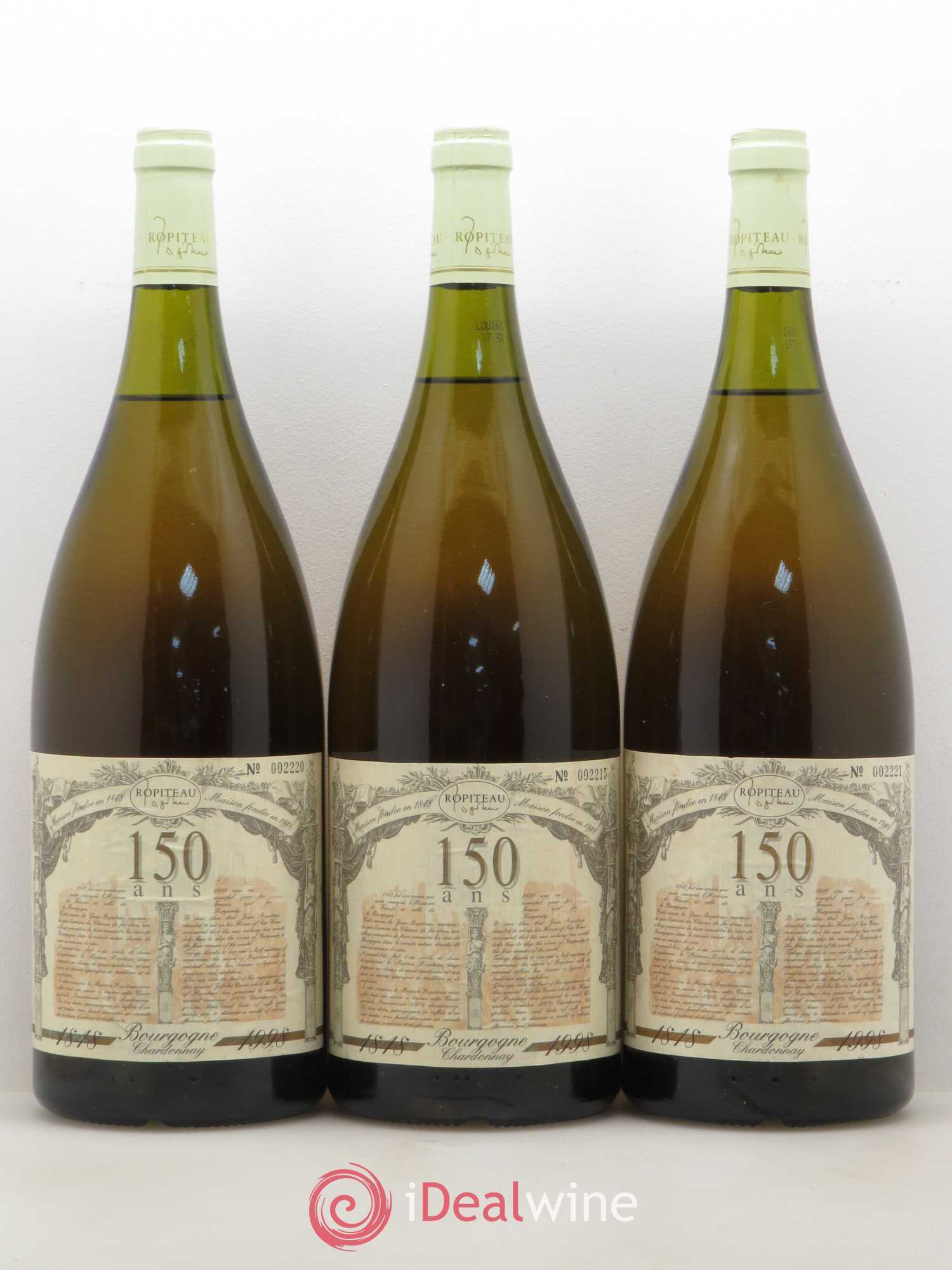 Bourgogne Chardonnay Cuvée Anniversaire Ropiteau 1998 - Posten von 3 Magnum - 0