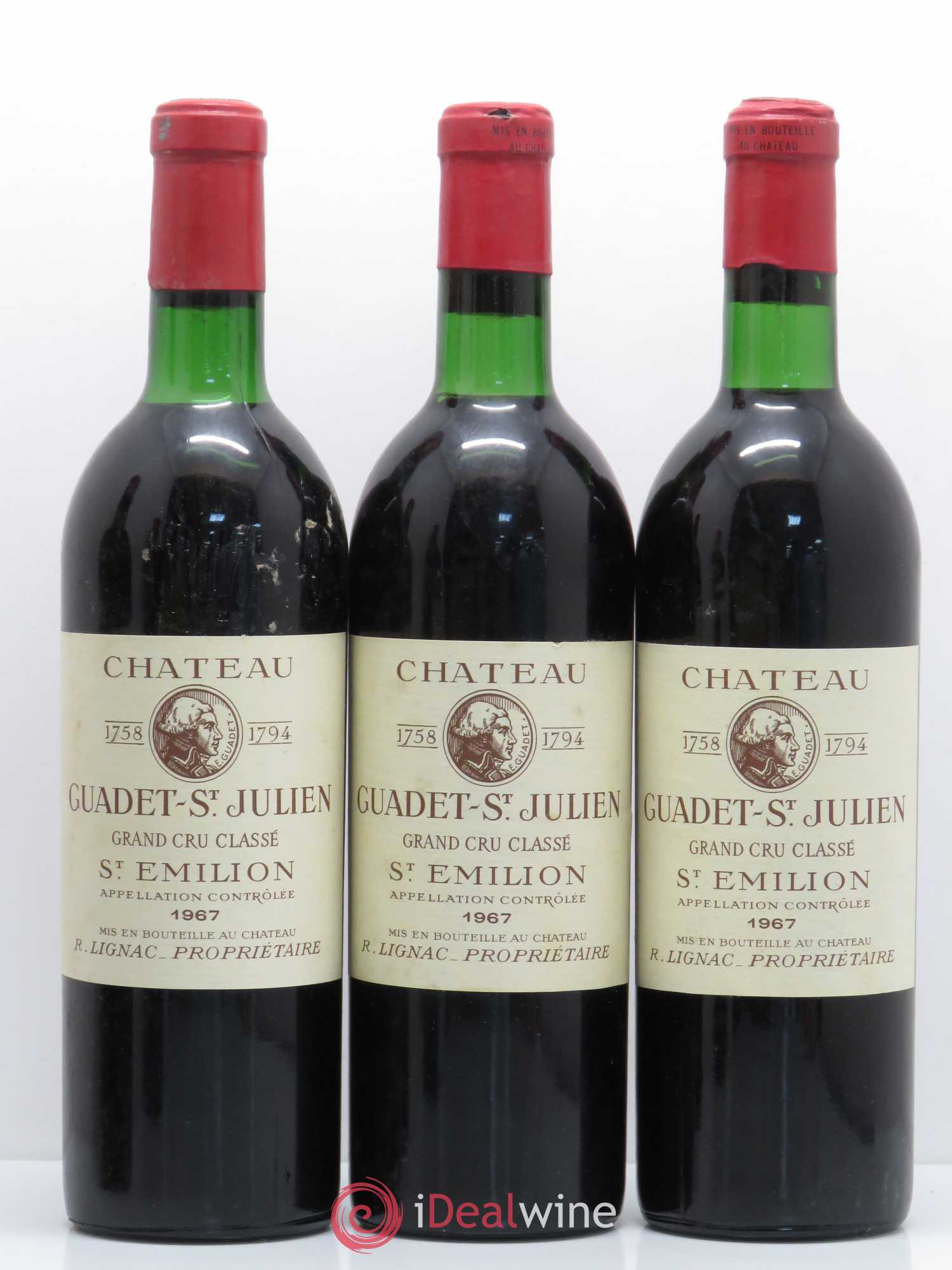 Château Guadet Grand Cru Classé 1967 - Lot de 5 bouteilles - 1