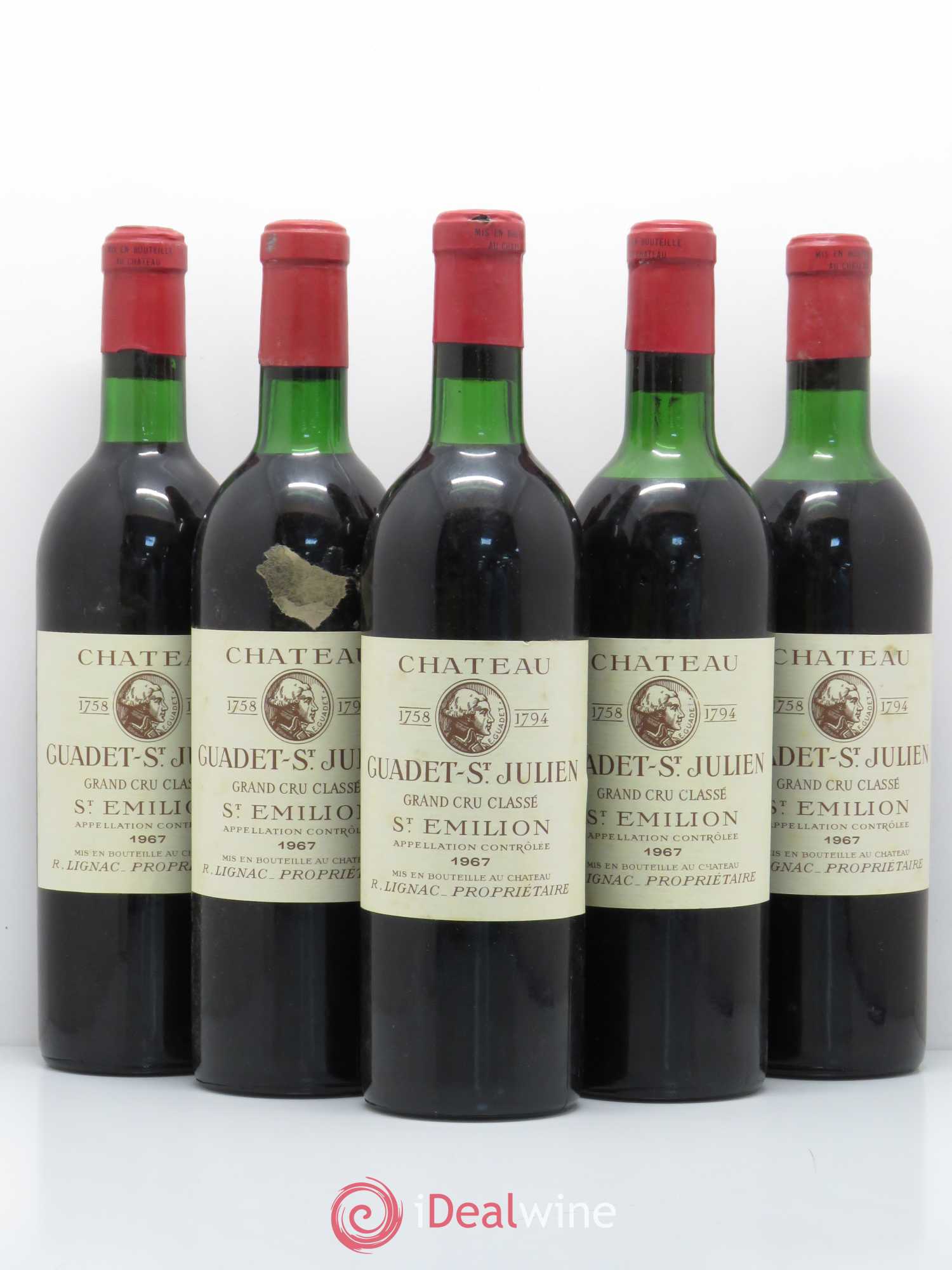 Château Guadet Grand Cru Classé 1967 - Lot de 5 bouteilles - 0