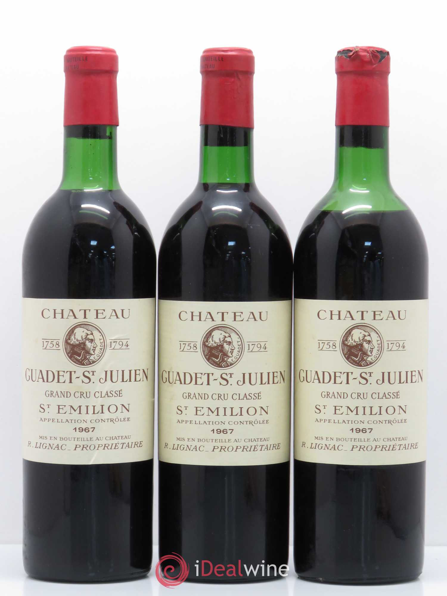 Château Guadet Grand Cru Classé 1967 - Lot de 3 bouteilles - 0