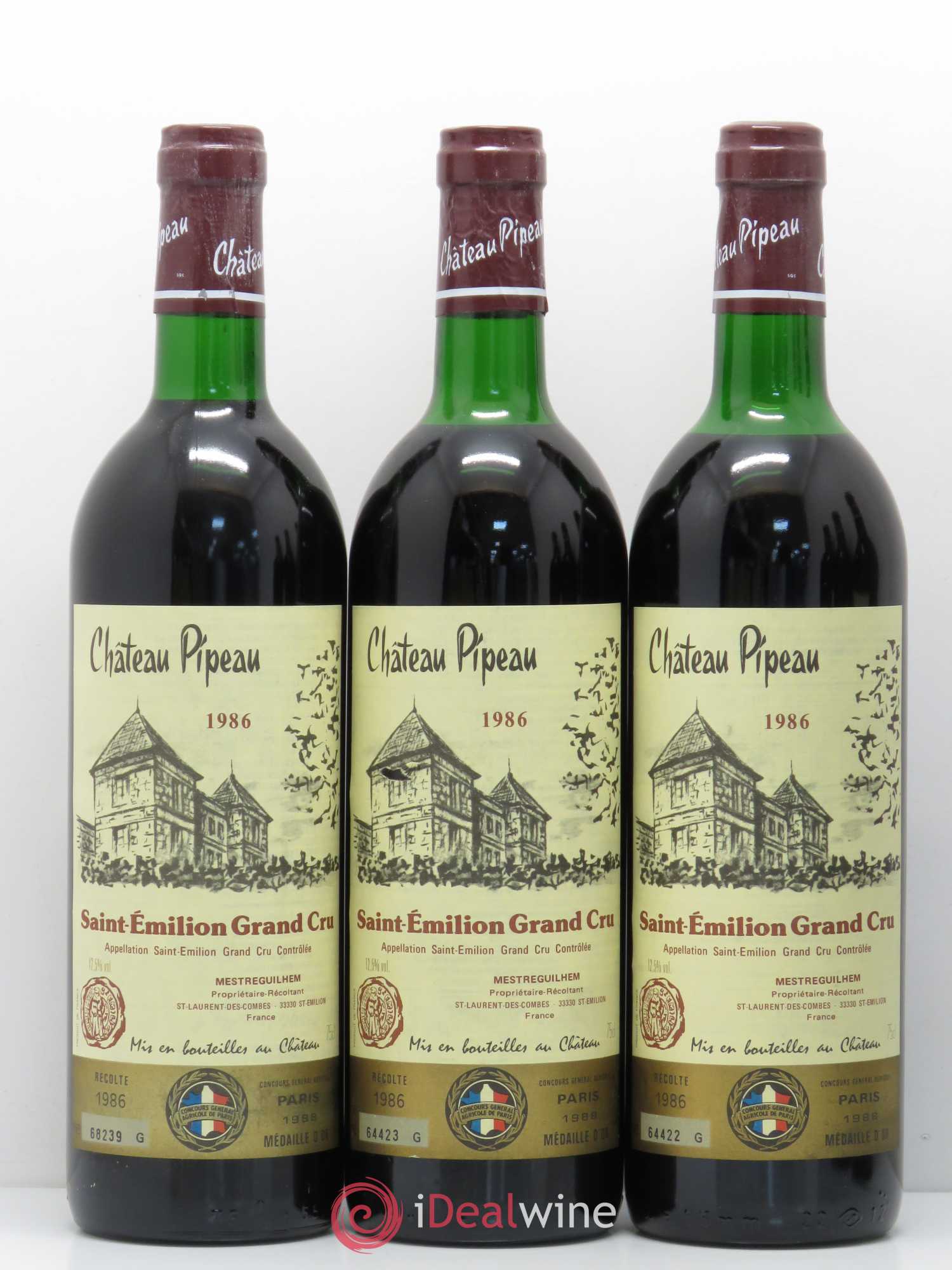 Château Pipeau 1986 - Lot de 6 bouteilles - 1