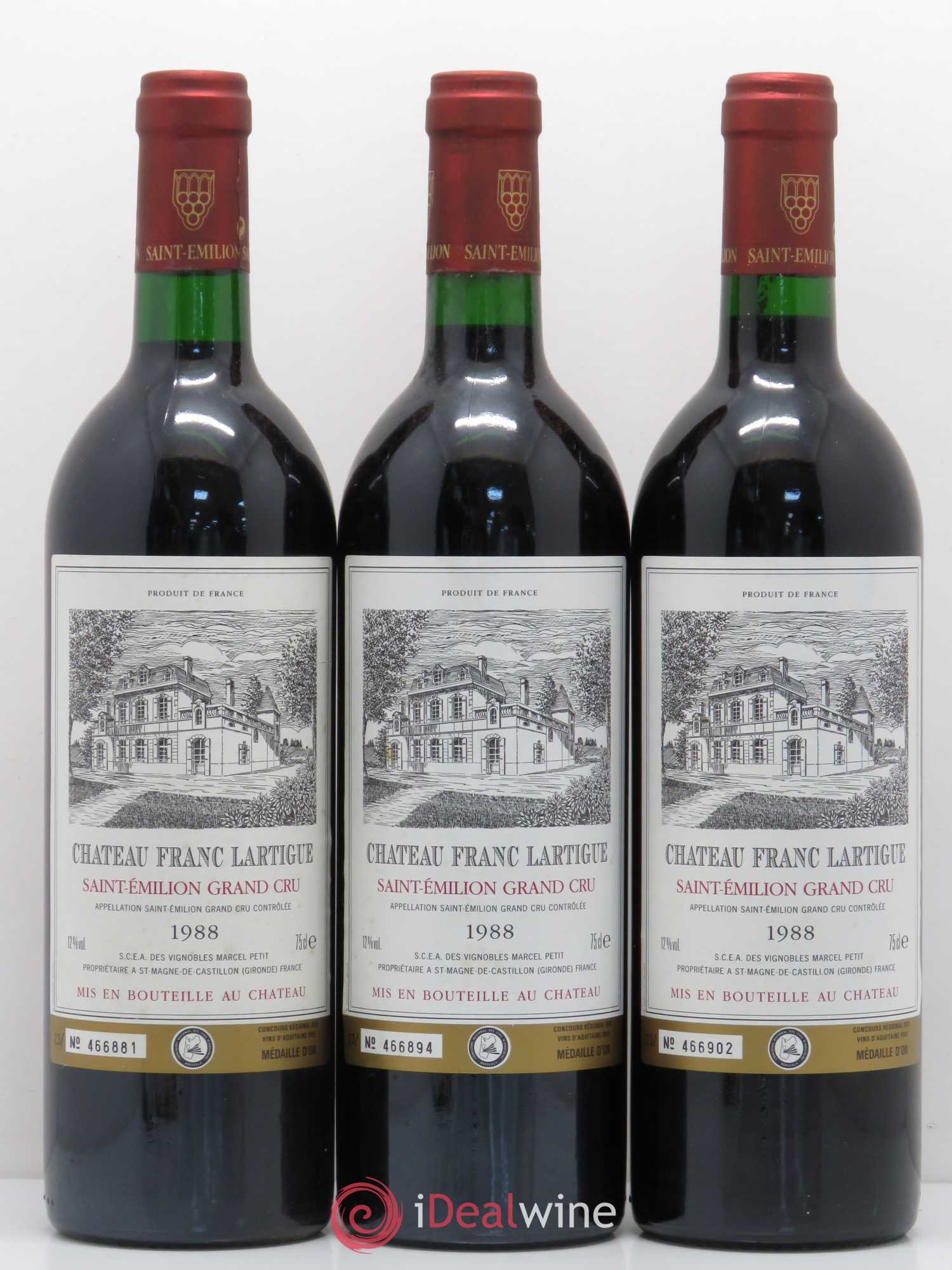 Saint-Émilion Grand Cru Château Franc Lartigue 1988 - Lot of 12 bottles - 1