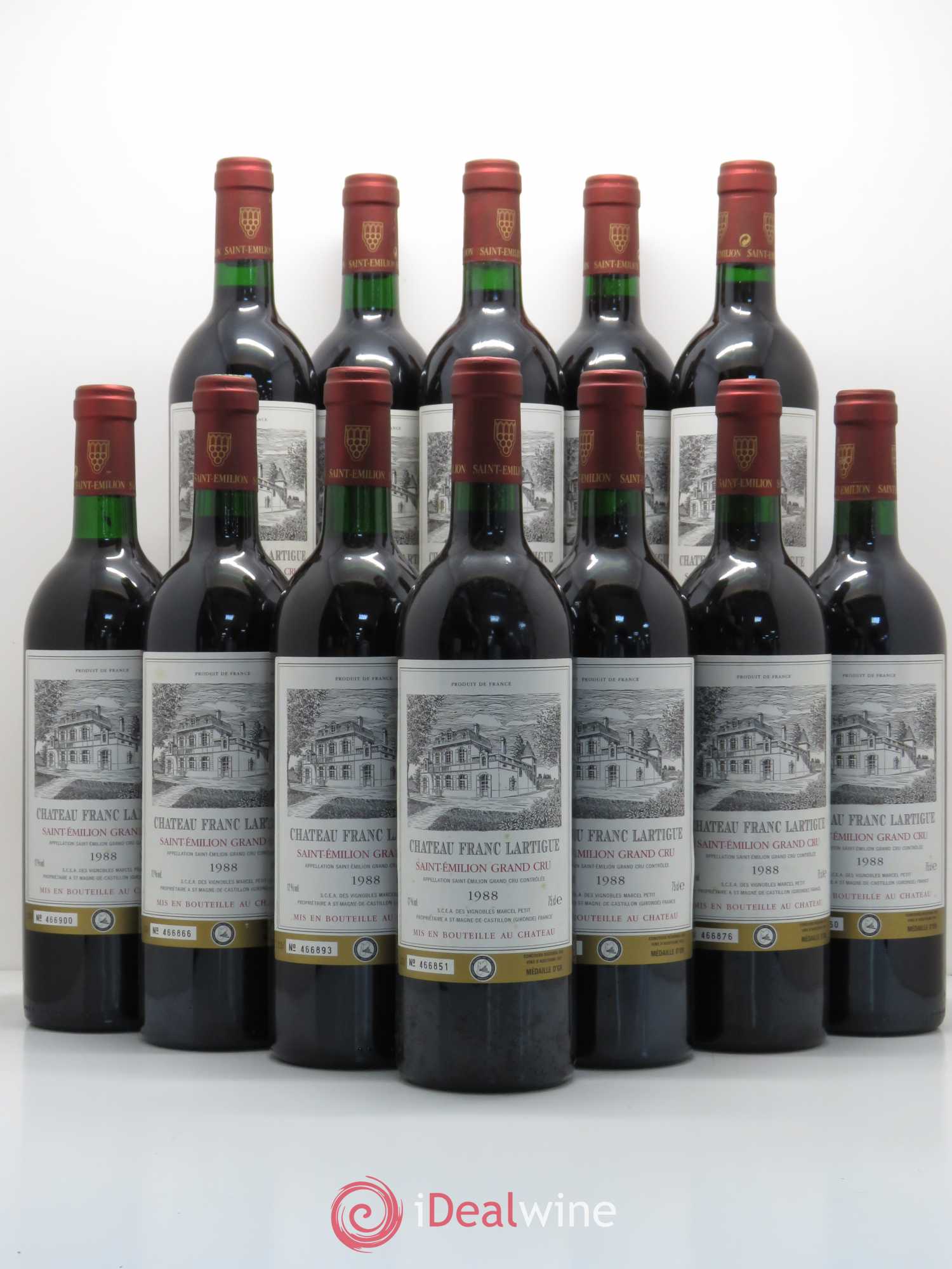 Saint-Émilion Grand Cru Château Franc Lartigue 1988 - Lot of 12 bottles - 0