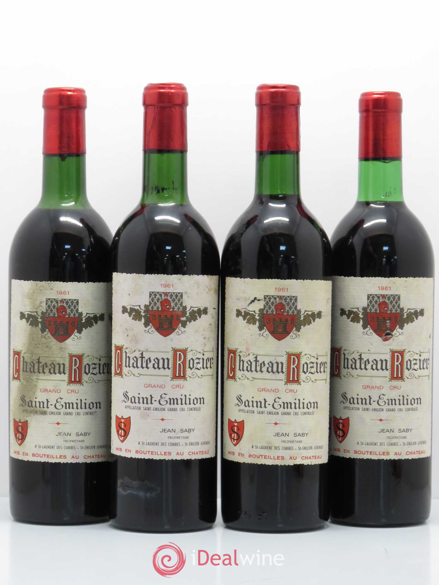Saint-Émilion Grand Cru Château Rozier 1961 - Lot de 4 bouteilles - 0