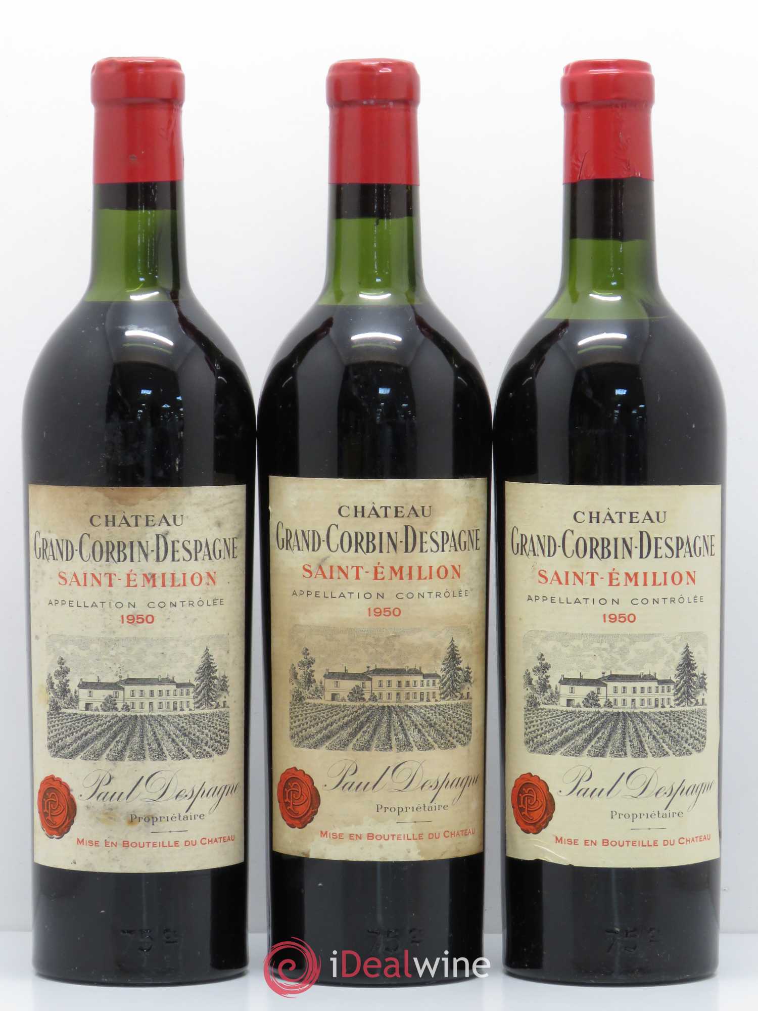Château Grand Corbin Despagne Grand Cru Classé 1950 - Lot de 12 bouteilles - 1