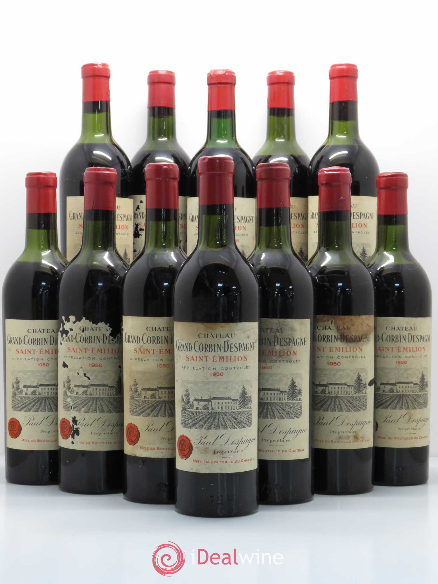 Château Grand Corbin Despagne Grand Cru Classé 1950 - Lot de 12 bouteilles - 0