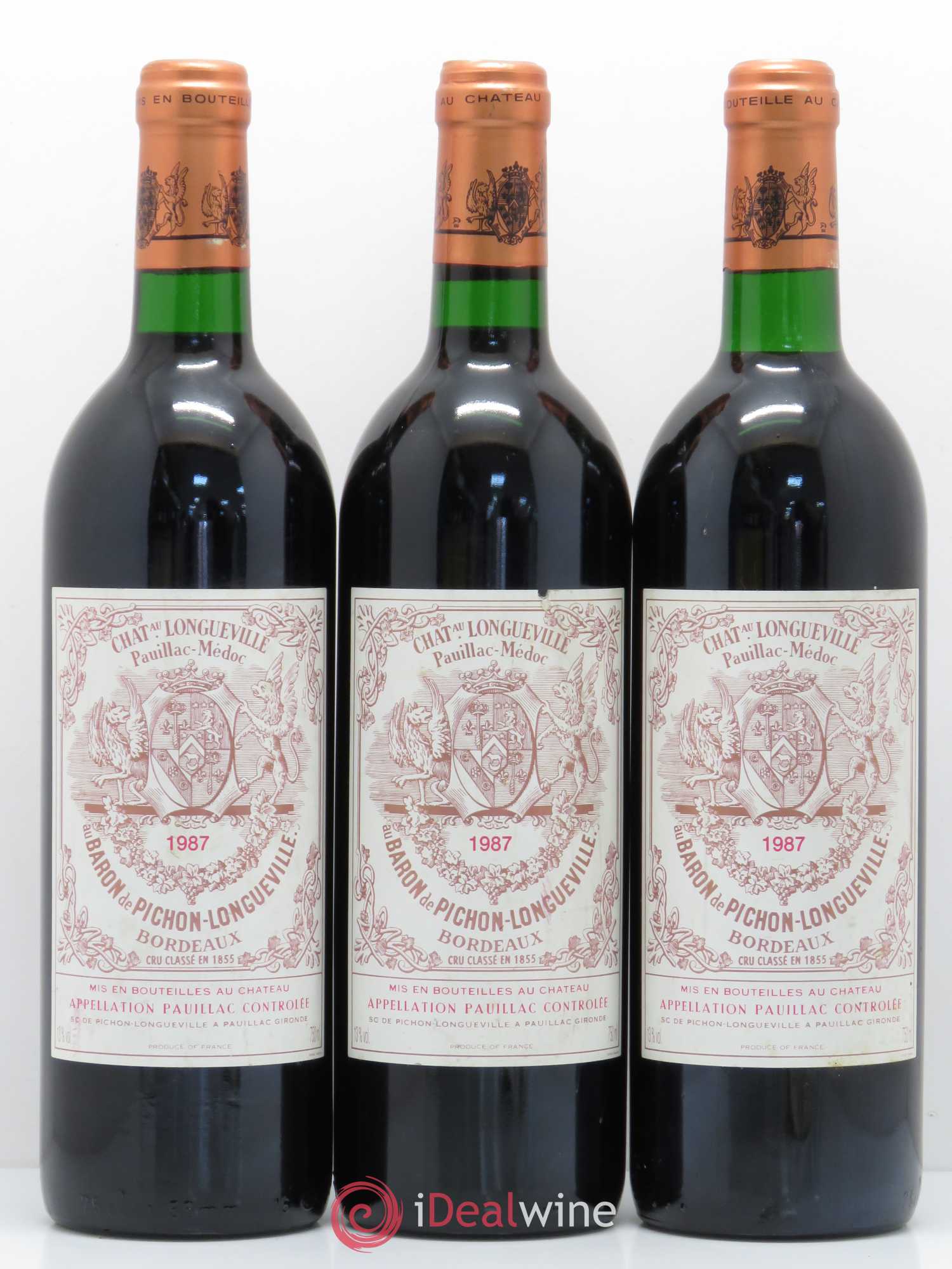 Pichon Longueville Baron 2ème Grand Cru Classé 1987 - Lot de 3 bouteilles - 0