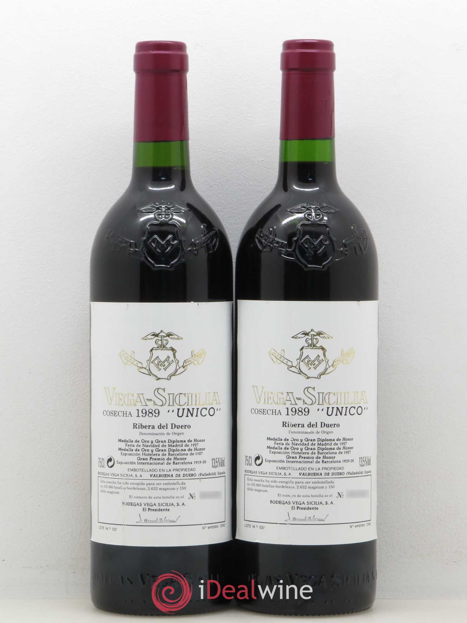 Ribera Del Duero DO Vega Sicilia Unico Famille Alvarez 1989 - Lot de 2 bouteilles - 0