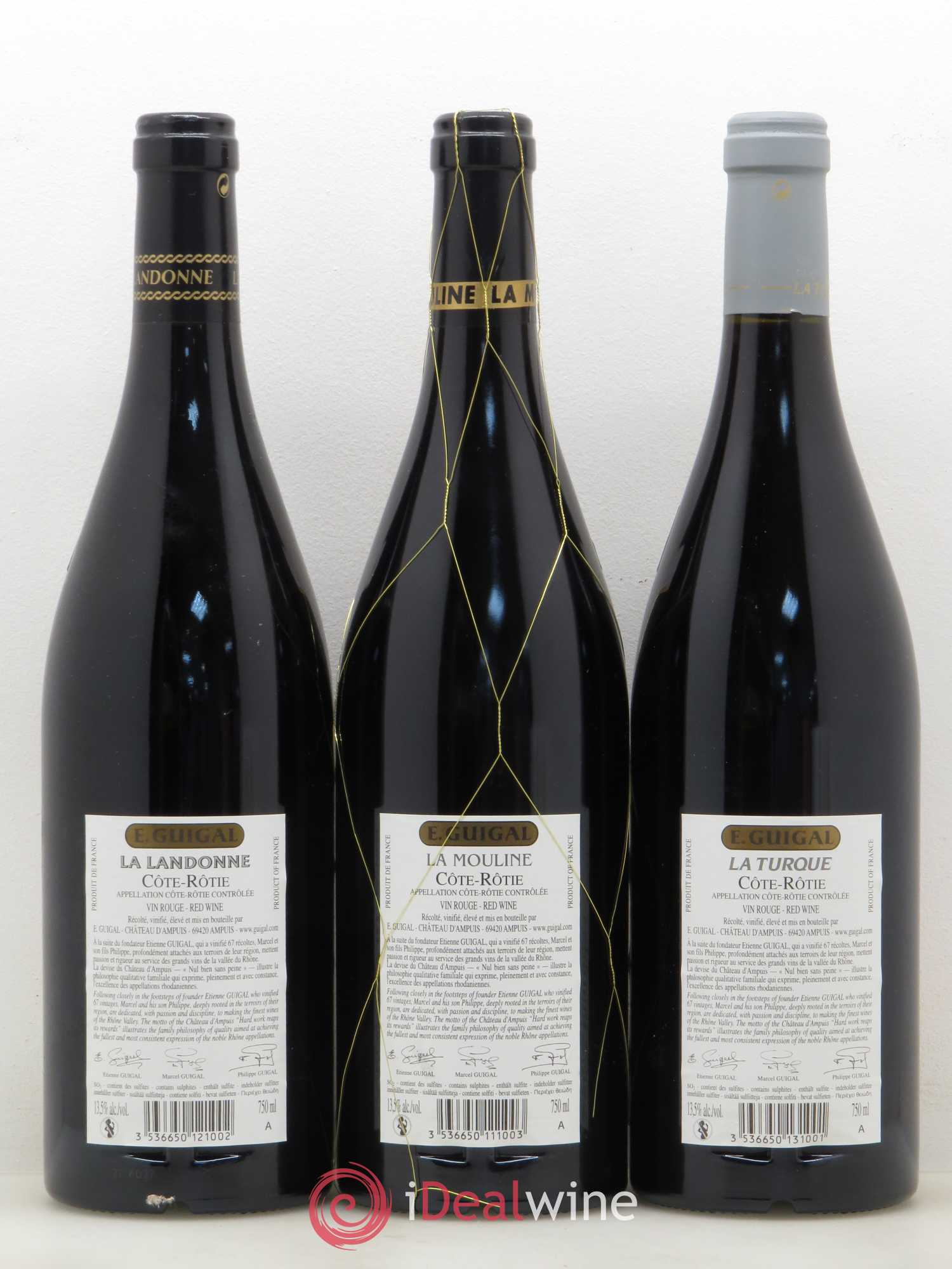 Côte-Rôtie Guigal Trilogie La Turque - La Landonne - La Mouline 2012 - Lot de 3 bouteilles - 1