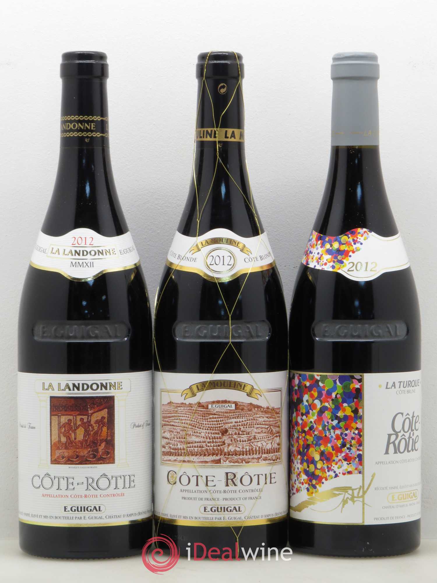 Côte-Rôtie Guigal Trilogie La Turque - La Landonne - La Mouline 2012 - Lot de 3 bouteilles - 0
