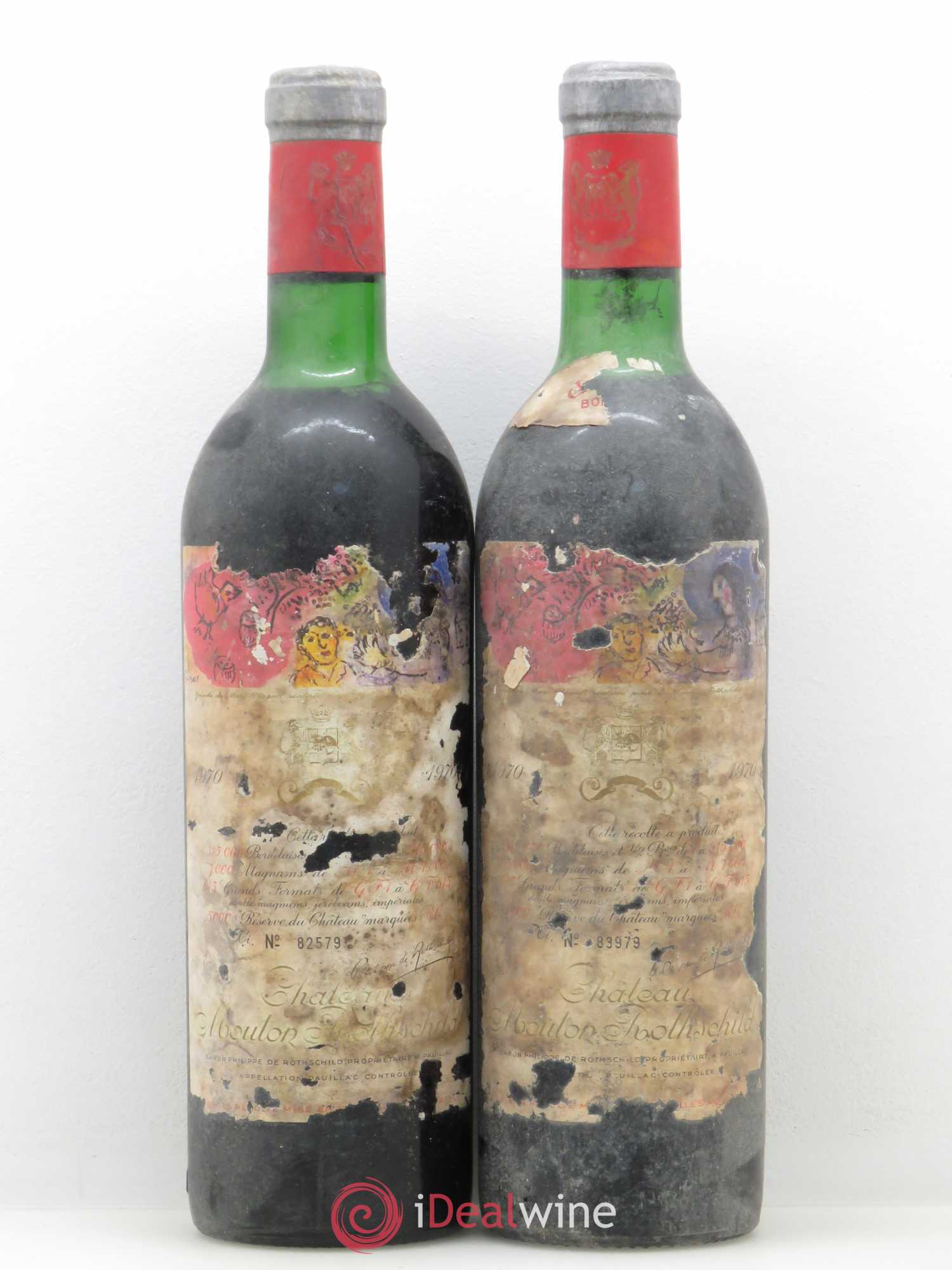 Château Mouton Rothschild 1er Grand Cru Classé 1970 - Lot de 2 bouteilles - 0