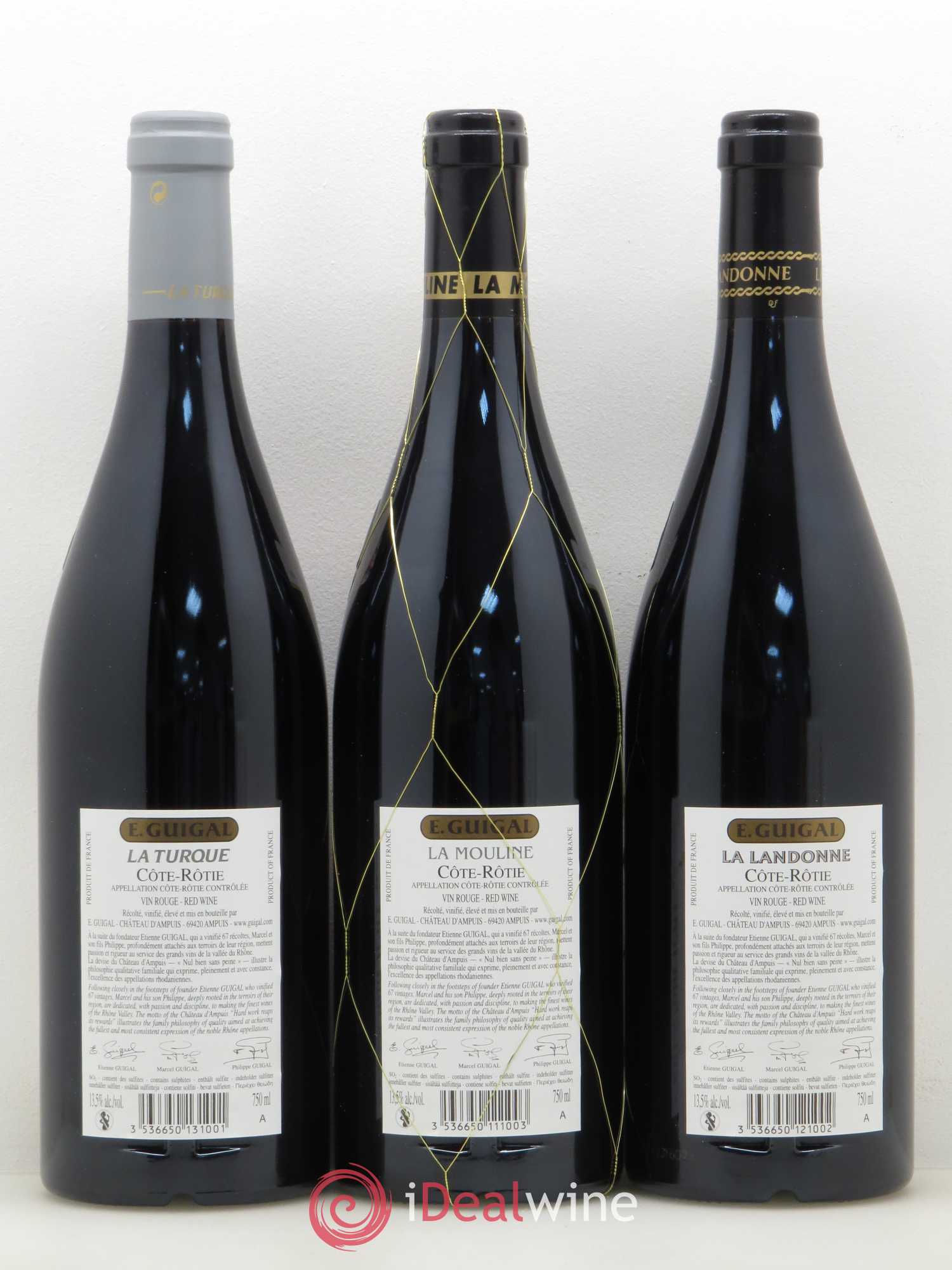 Côte-Rôtie Guigal Trilogie La Turque - La Landonne - La Mouline 2014 - Lot de 3 bouteilles - 1