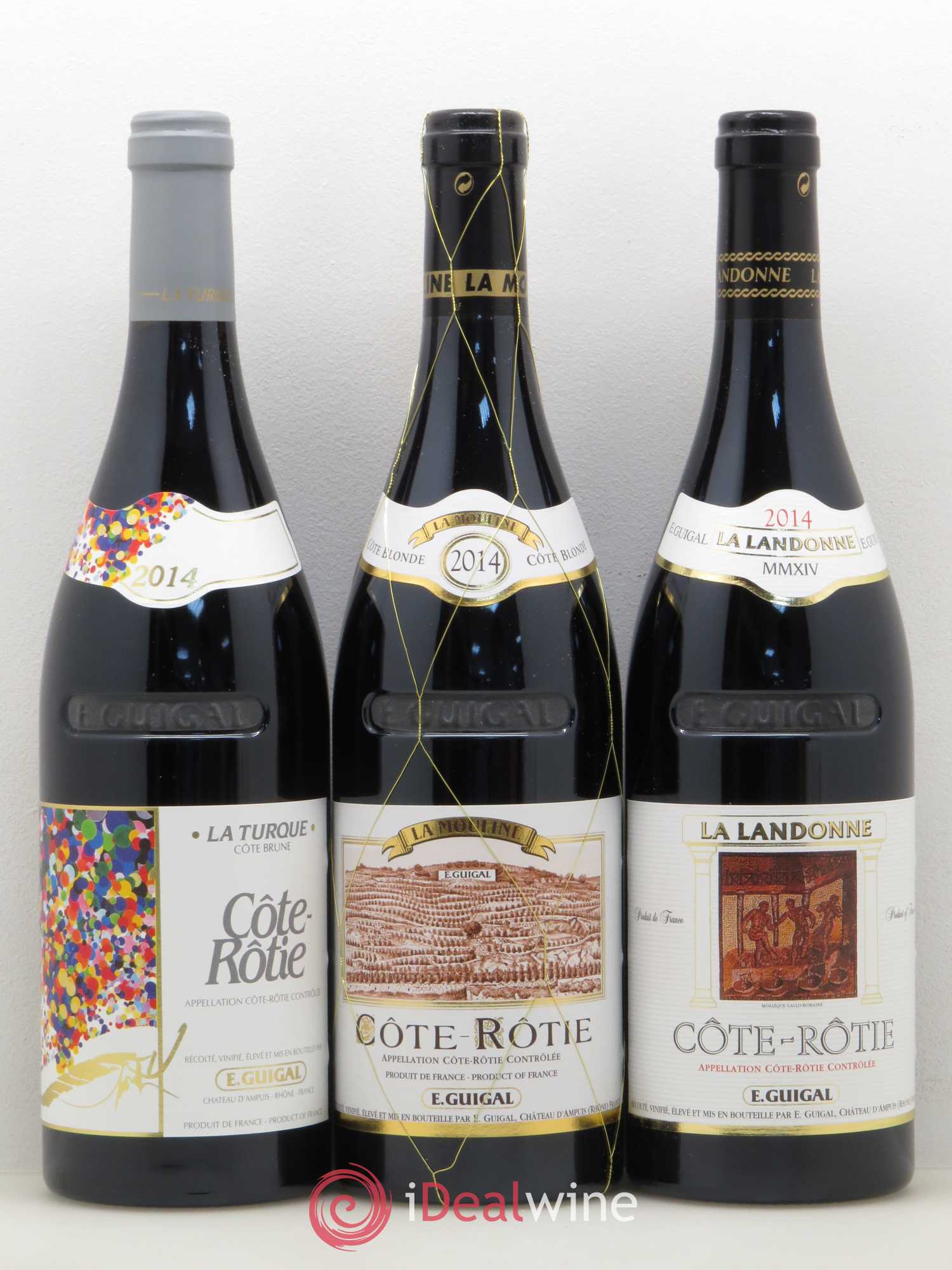 Côte-Rôtie Guigal Trilogie La Turque - La Landonne - La Mouline 2014 - Lot de 3 bouteilles - 0
