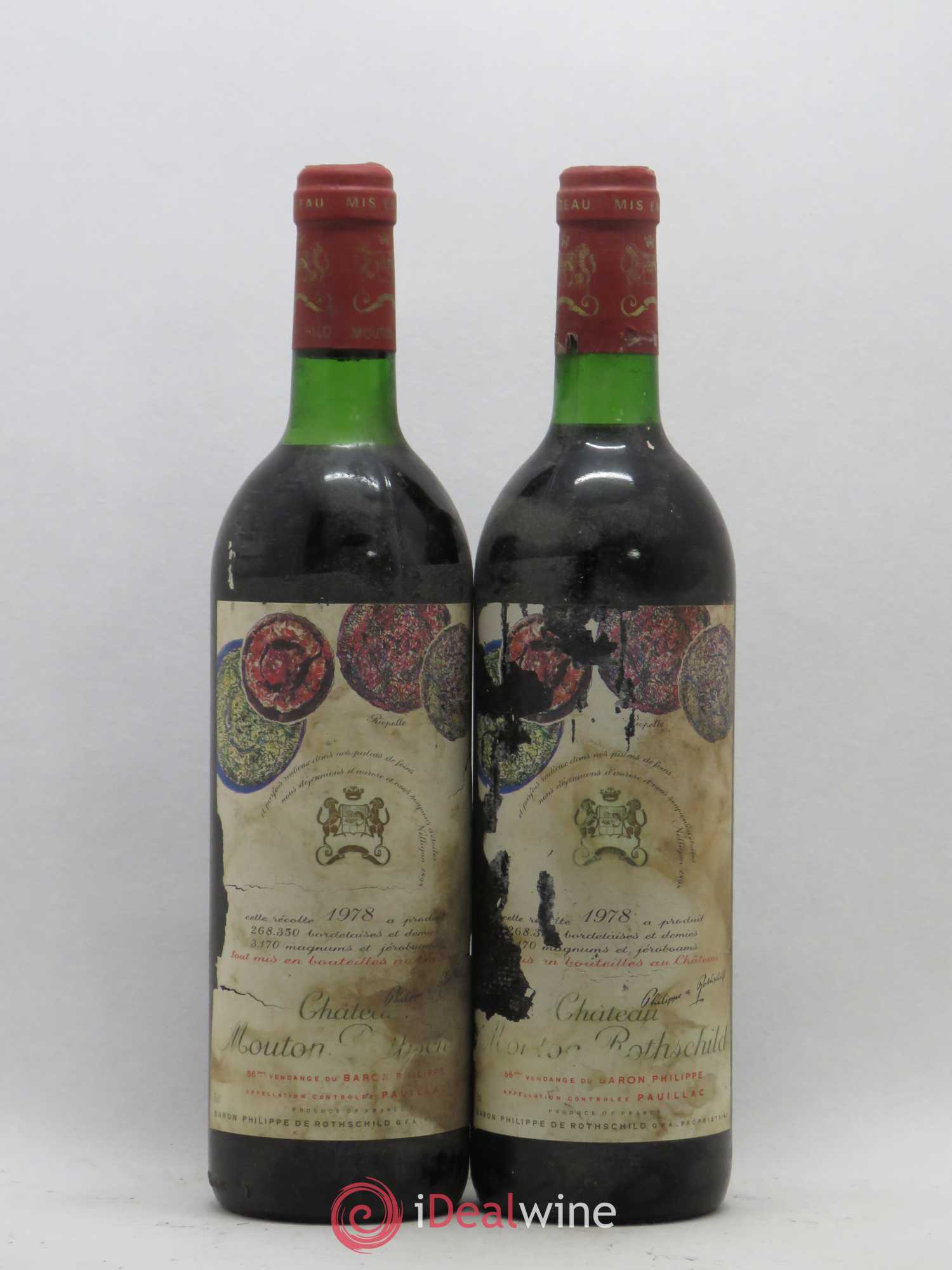Château Mouton Rothschild 1er Grand Cru Classé 1978 - Lot de 2 bouteilles - 0
