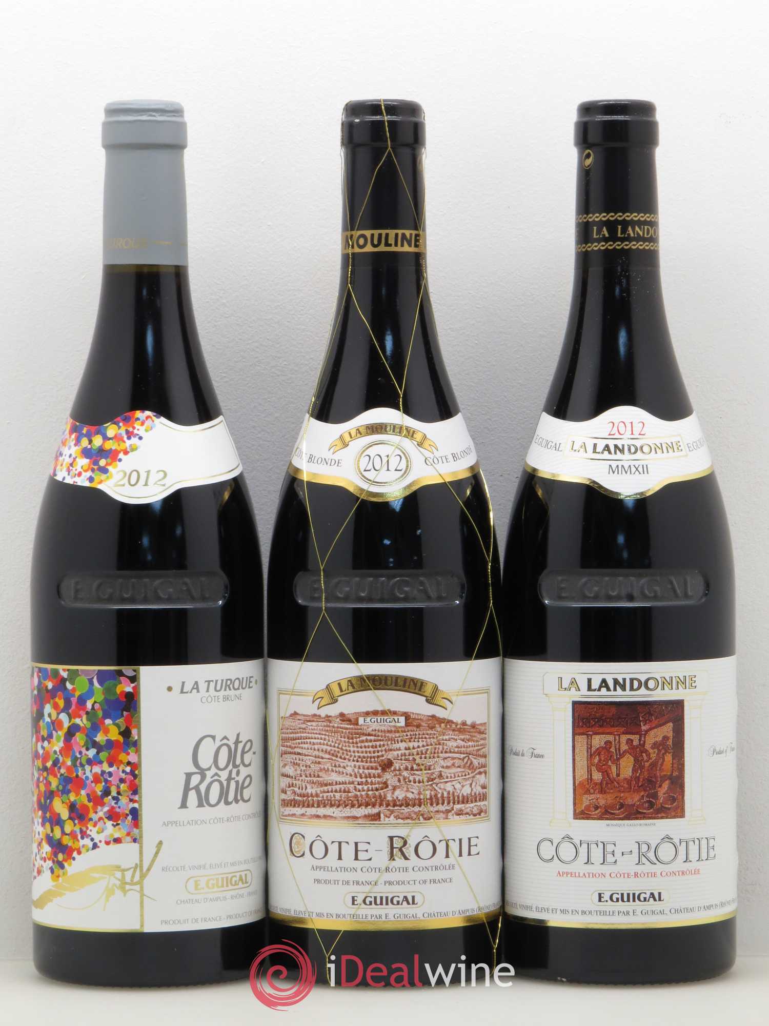 Côte-Rôtie Guigal Trilogie La Turque - La Landonne - La Mouline 2012 - Lot de 3 bouteilles - 0