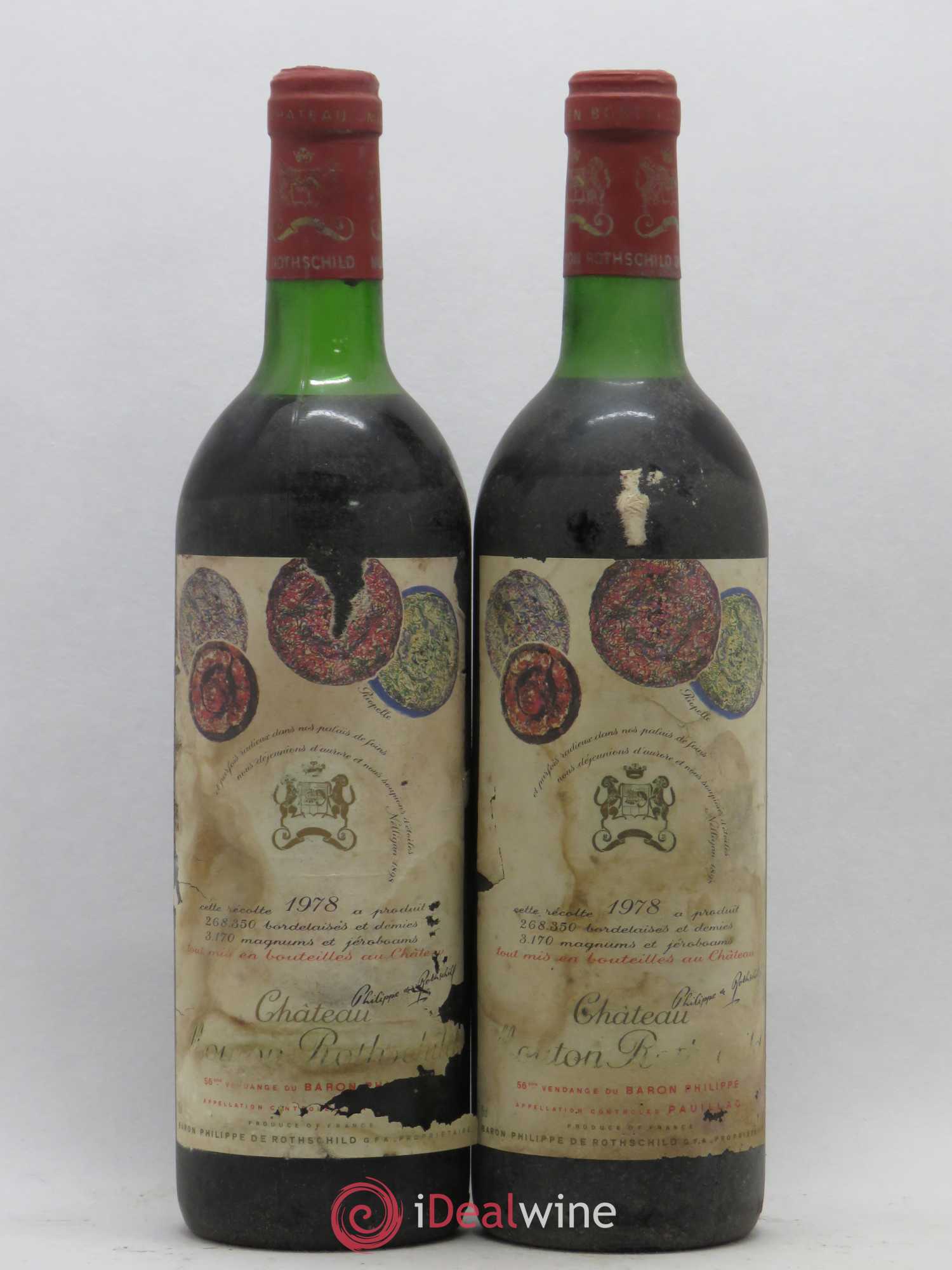 Château Mouton Rothschild 1er Grand Cru Classé 1978 - Lot de 2 bouteilles - 0