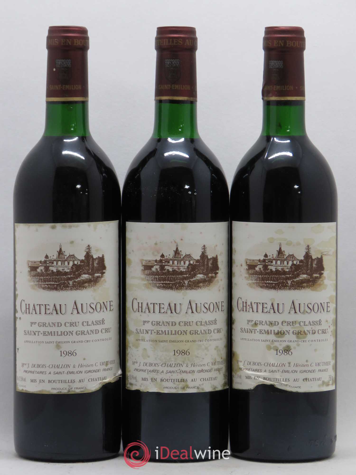 Château Ausone 1er Grand Cru Classé A 1986 - Lot de 3 bouteilles - 0