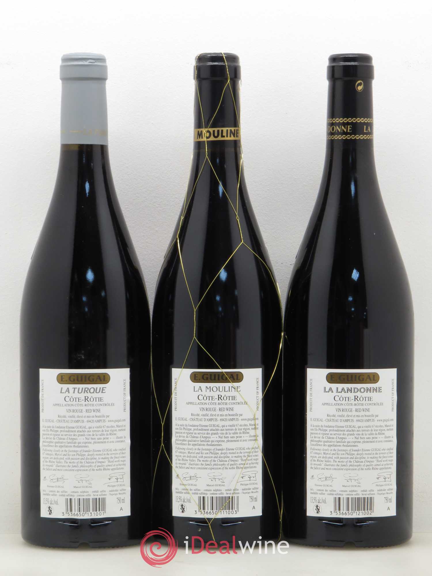Côte-Rôtie Guigal Trilogie La Turque - La Landonne - La Mouline 2012 - Lot de 3 bouteilles - 1