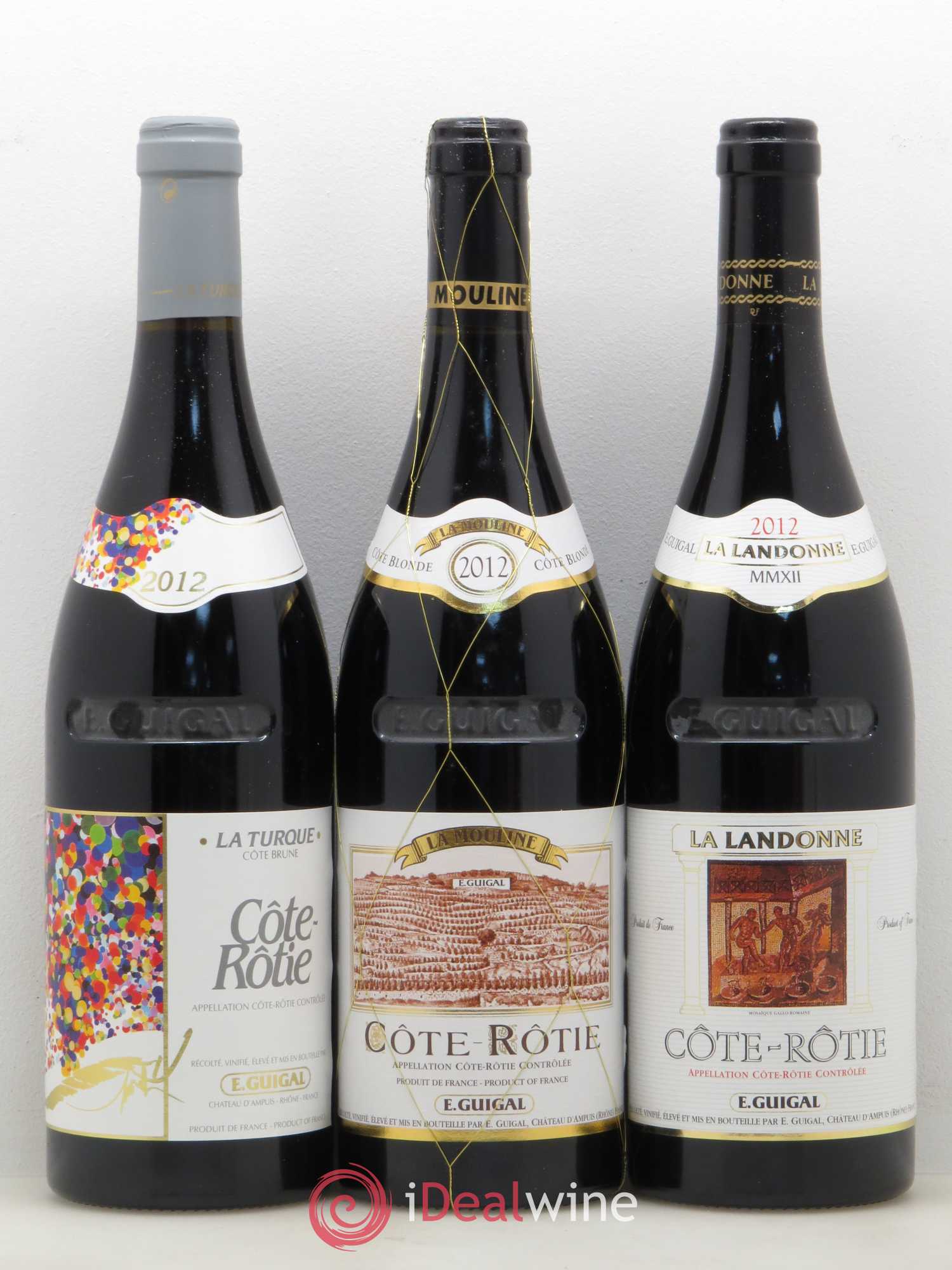 Côte-Rôtie Guigal Trilogie La Turque - La Landonne - La Mouline 2012 - Lot de 3 bouteilles - 0
