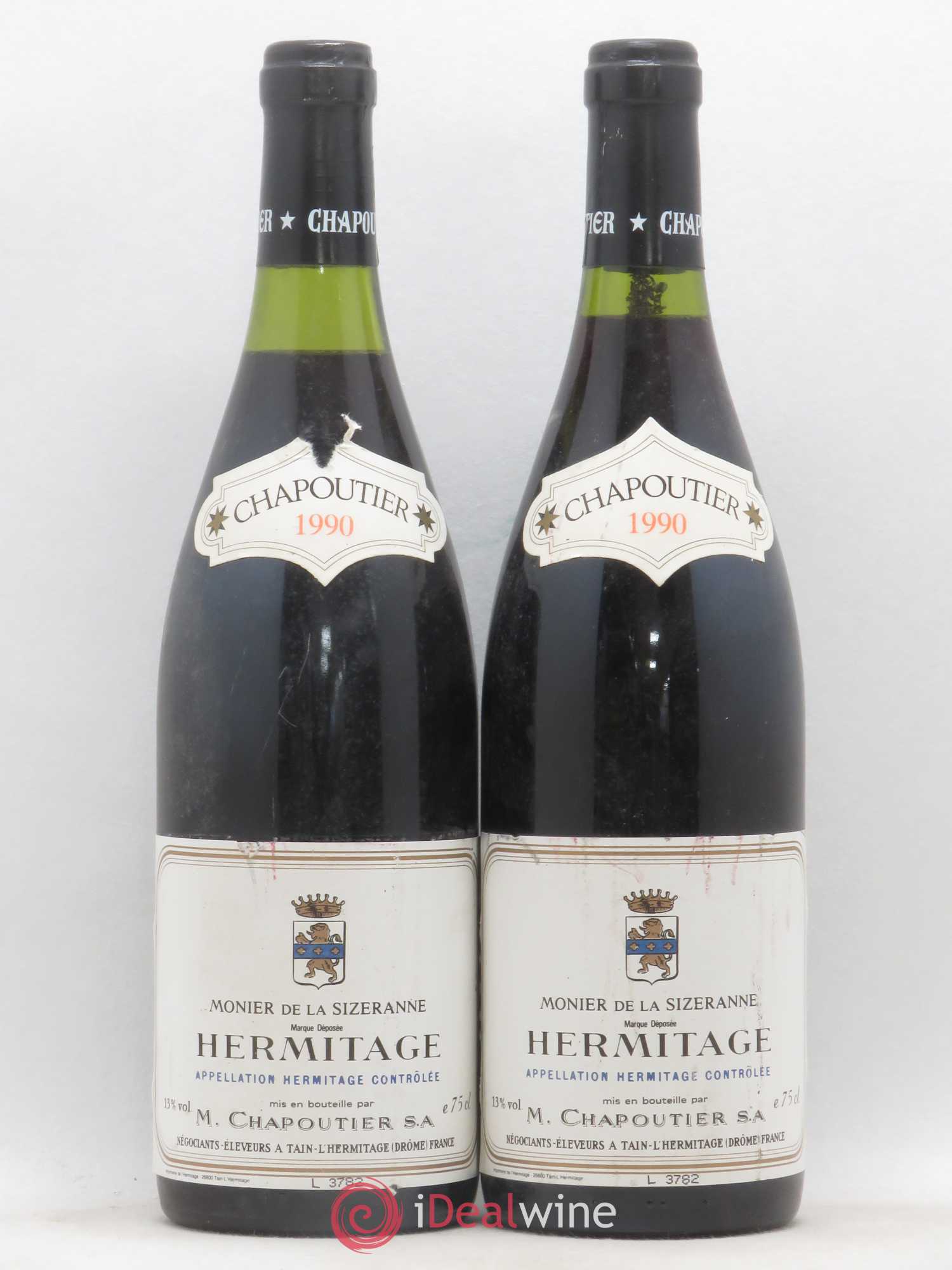 Hermitage Monier de La Sizeranne Chapoutier 1990 - Lot de 2 bouteilles - 0