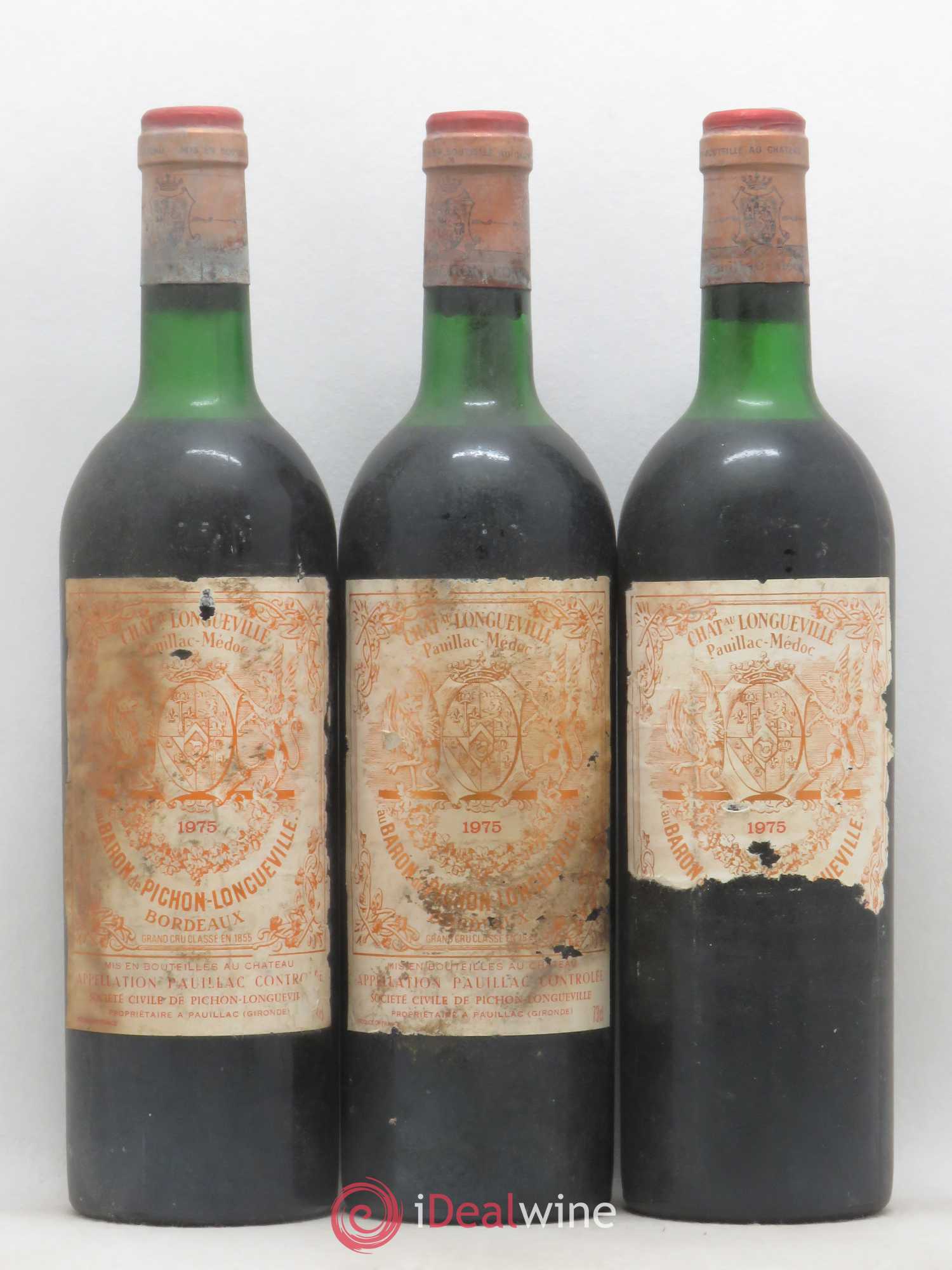 Pichon Longueville Baron 2ème Grand Cru Classé 1975 - Lotto di 3 bottiglie - 0