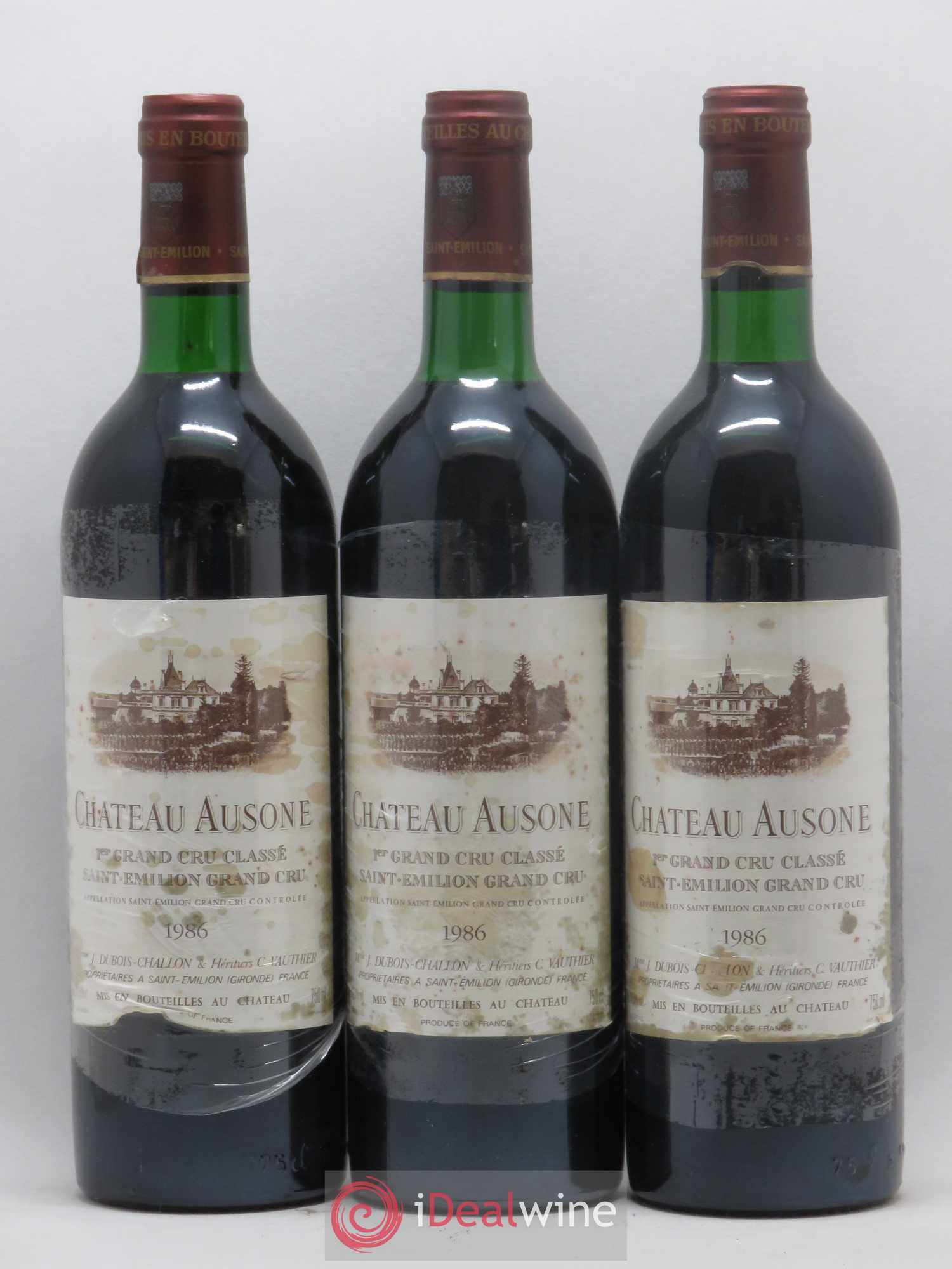 Château Ausone 1er Grand Cru Classé A 1986 - Lot de 3 bouteilles - 0