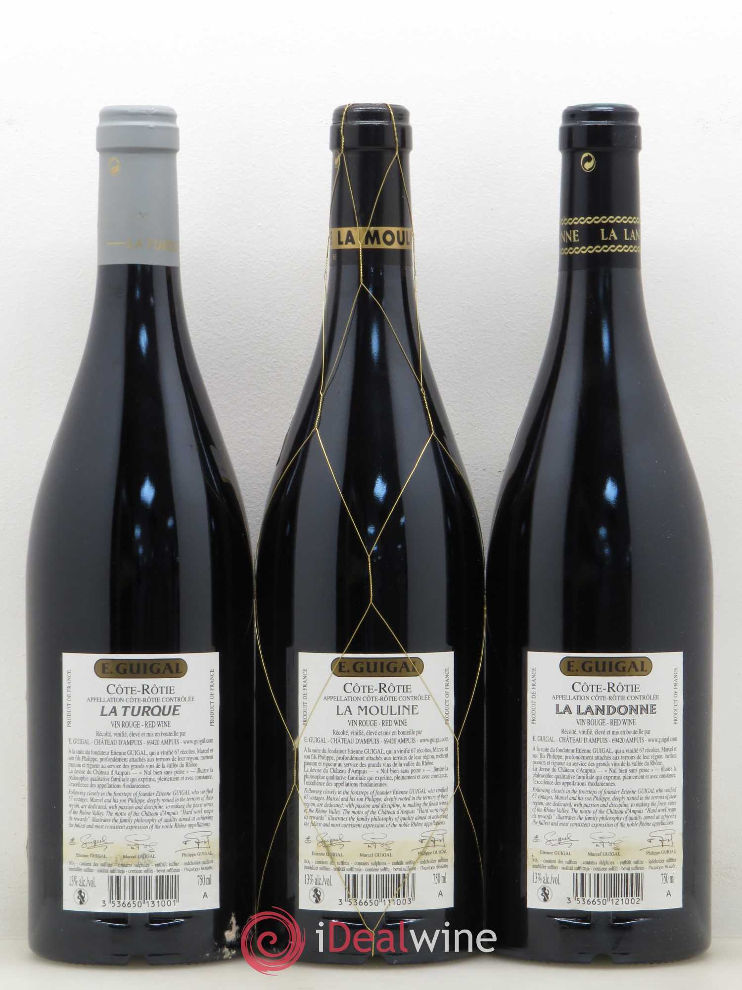 Côte-Rôtie Guigal Trilogie La Turque - La Landonne - La Mouline 2010 - Lot de 3 bouteilles - 1