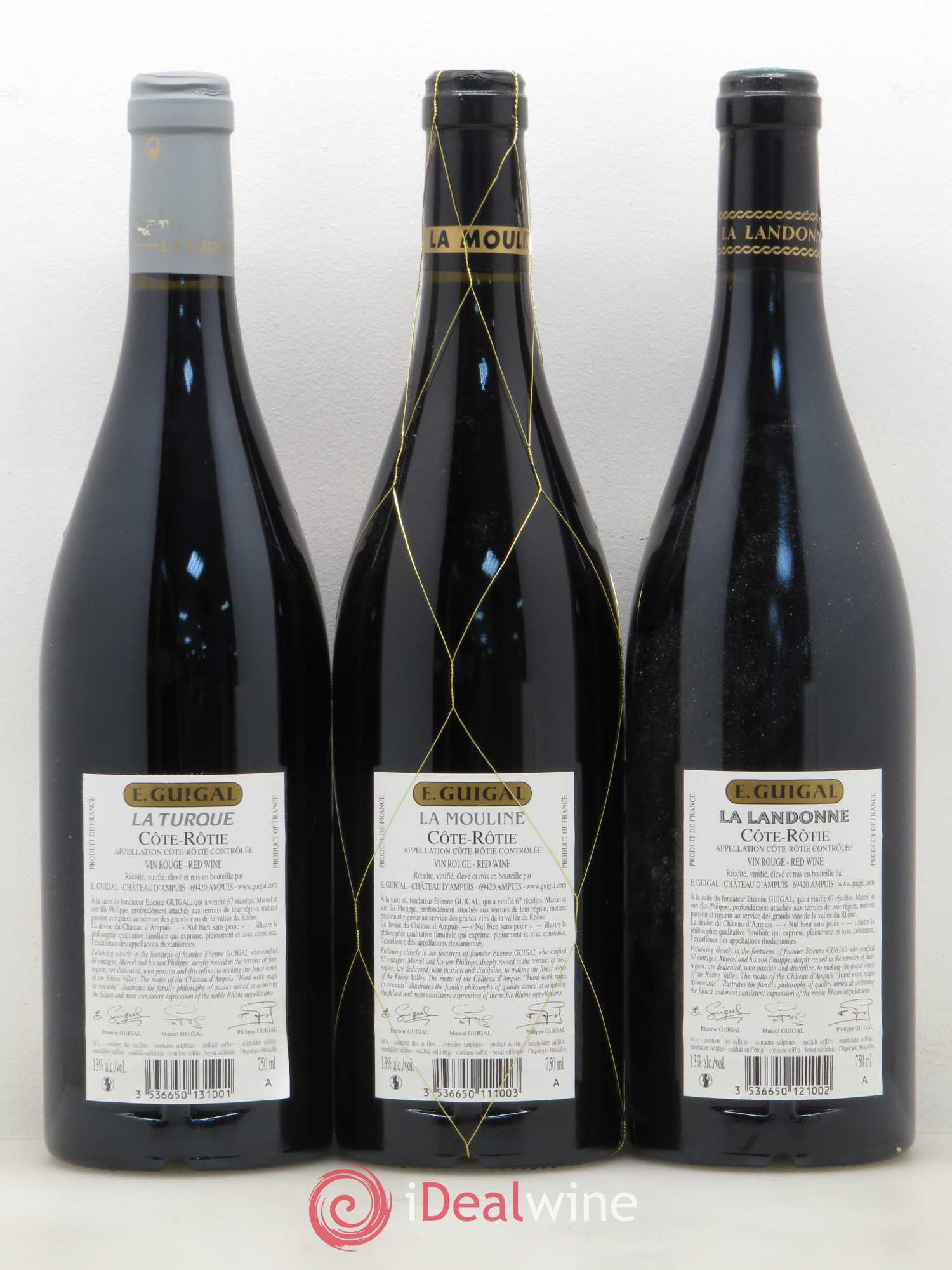 Côte-Rôtie Guigal Trilogie La Turque - La Landonne - La Mouline 2011 - Lot de 3 bouteilles - 1