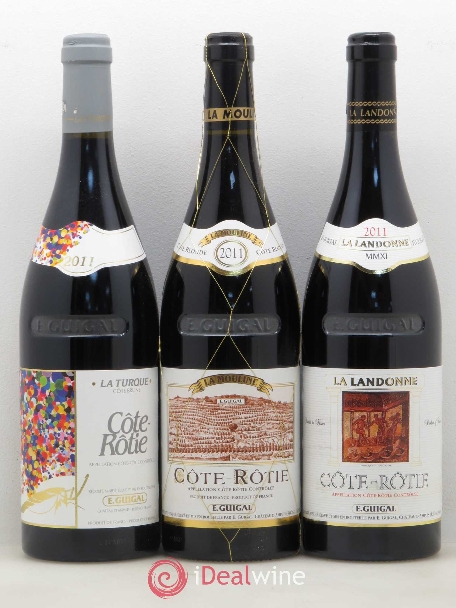 Côte-Rôtie Guigal Trilogie La Turque - La Landonne - La Mouline 2011 - Lot de 3 bouteilles - 0